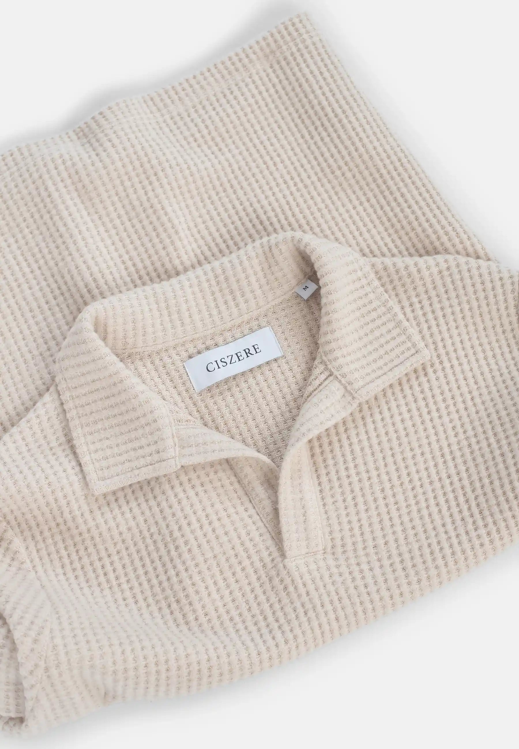 Nelson stickad pikéskjorta - Beige