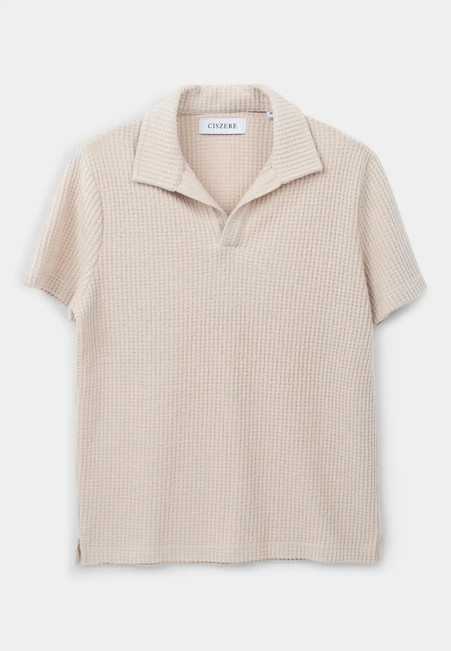 Nelson stickad pikéskjorta - Beige