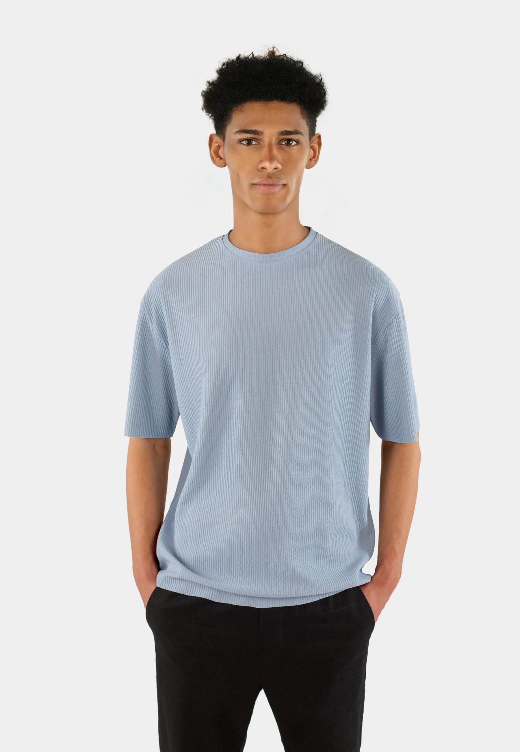 Evan plisse tee - Light blue