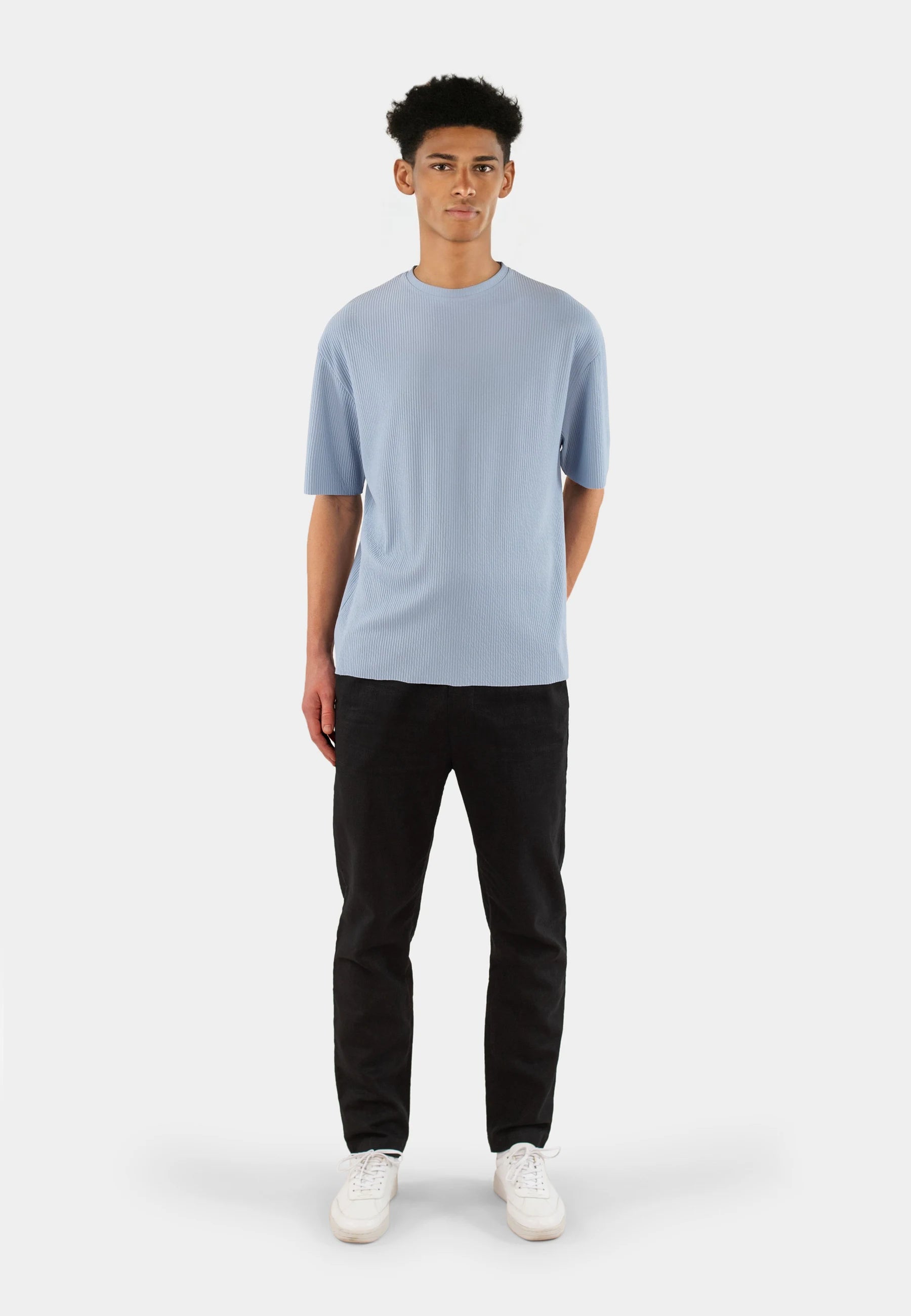 Evan plisse tee - Light blue