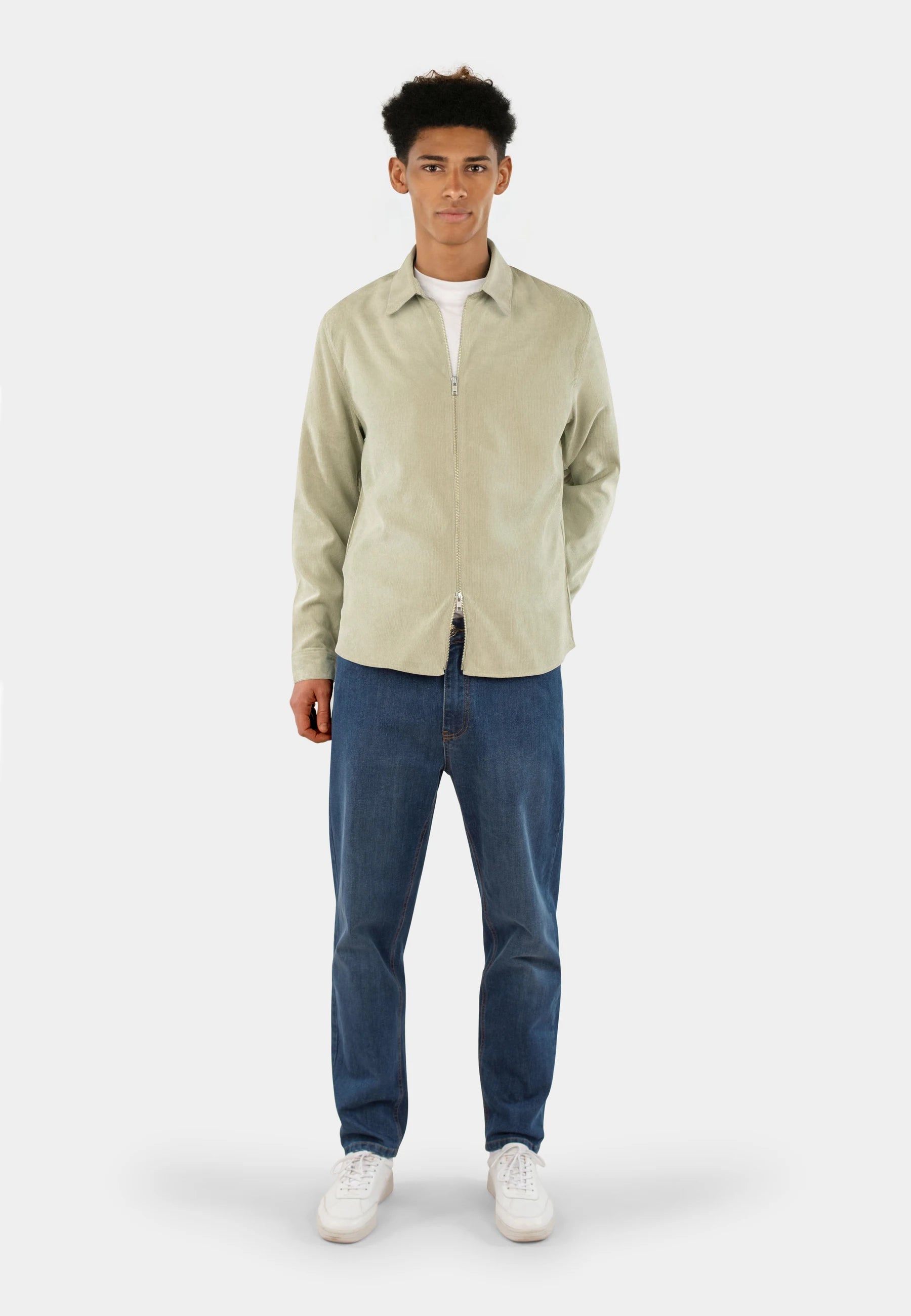 Aden Cord Zip Shirt - Light Green