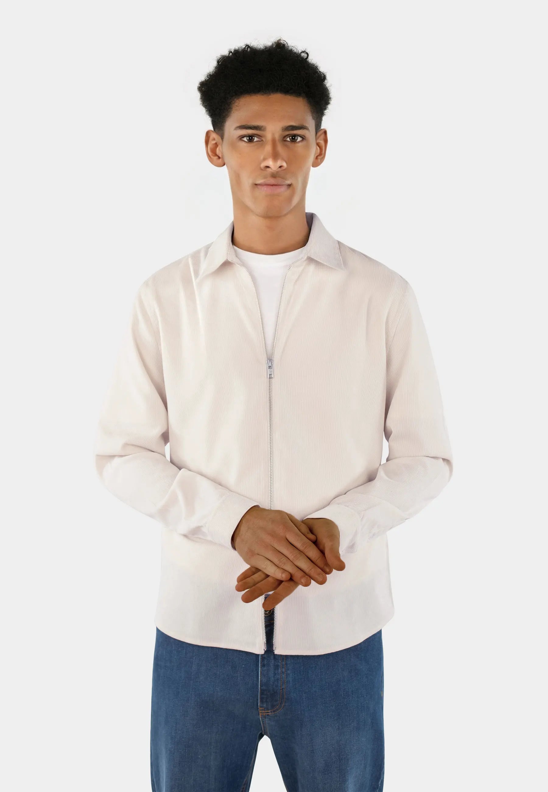 Aden Cord Zip Shirt - Off White