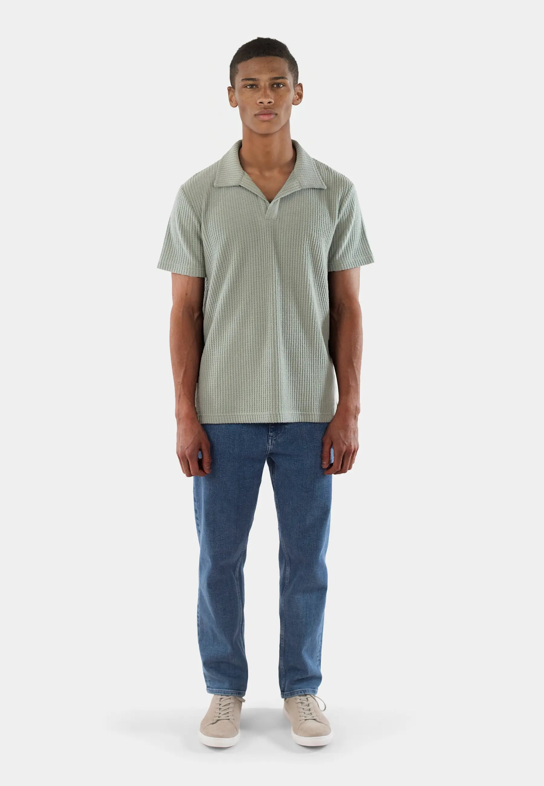 Nelson knitted polo - Palm Leaf