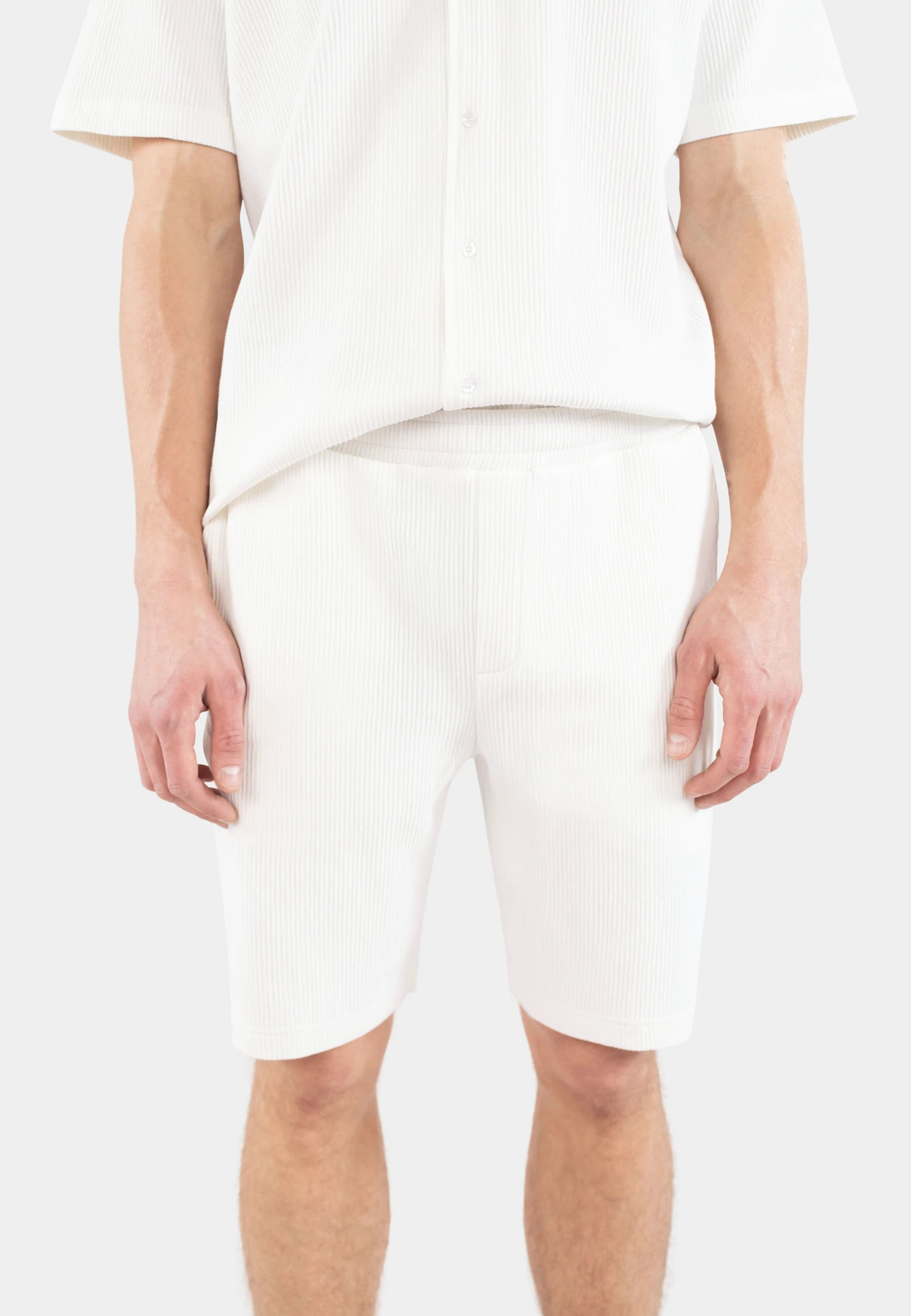 Plisse short set - White