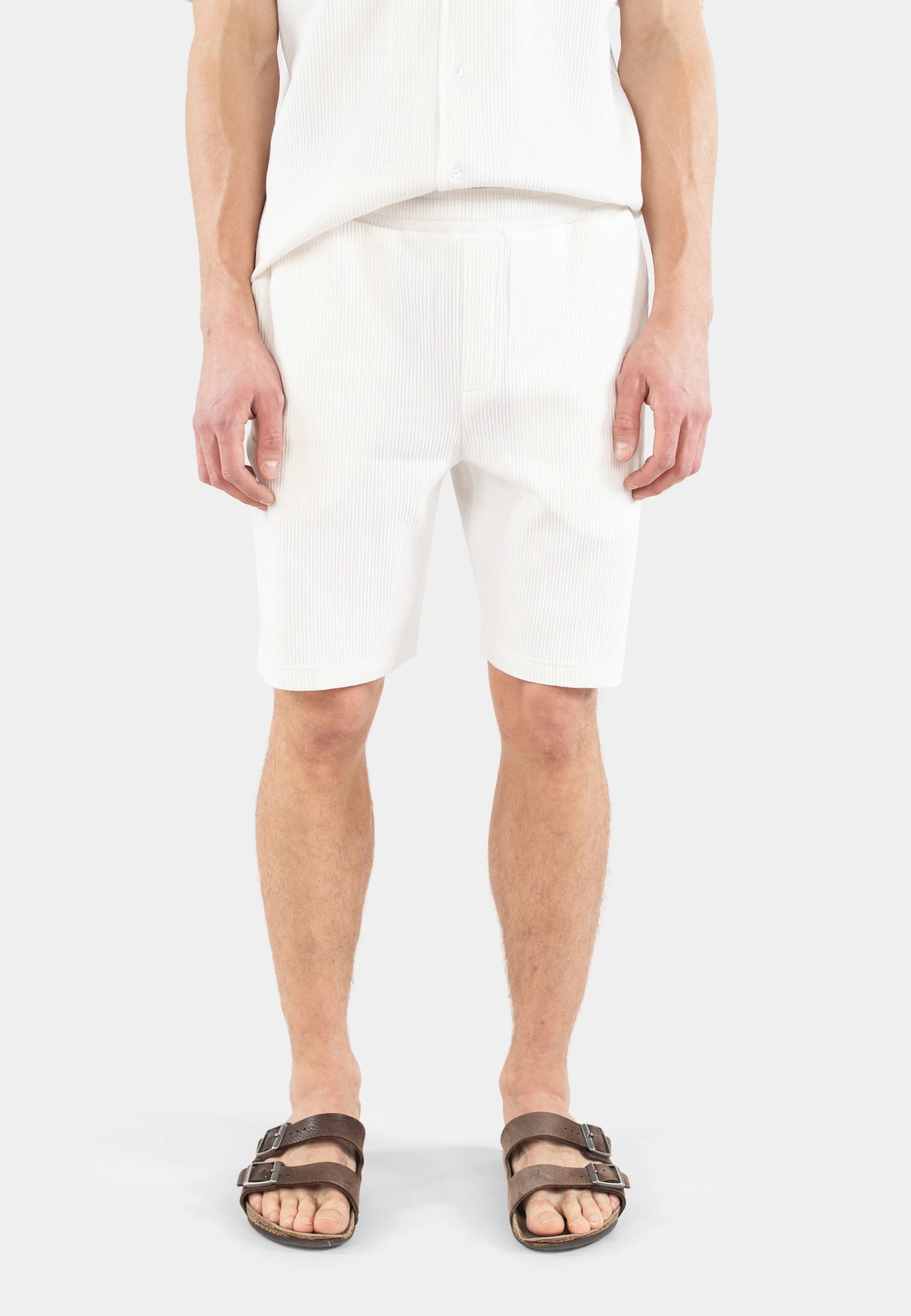 Plisse short set - White