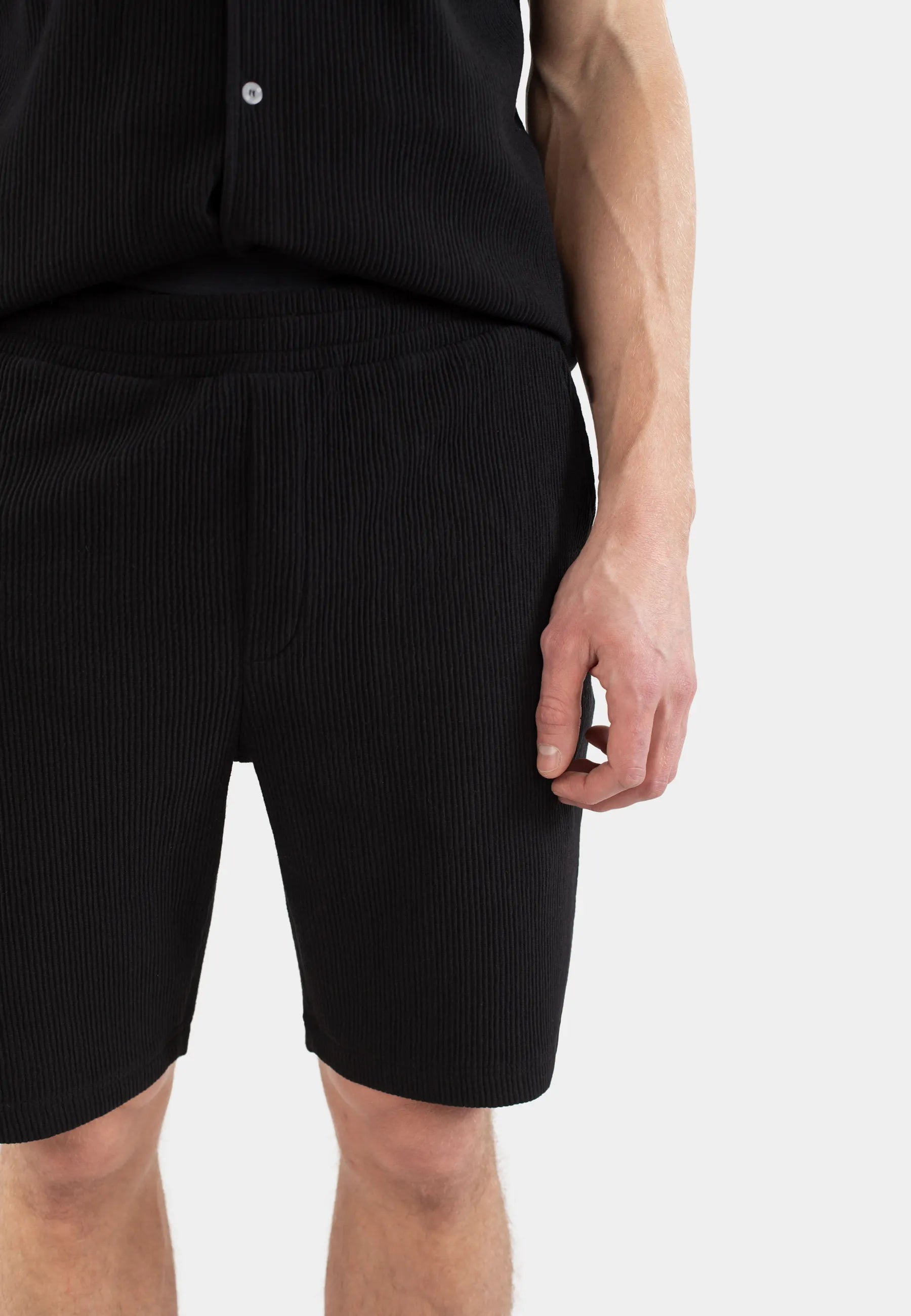 Plisse short set - Black