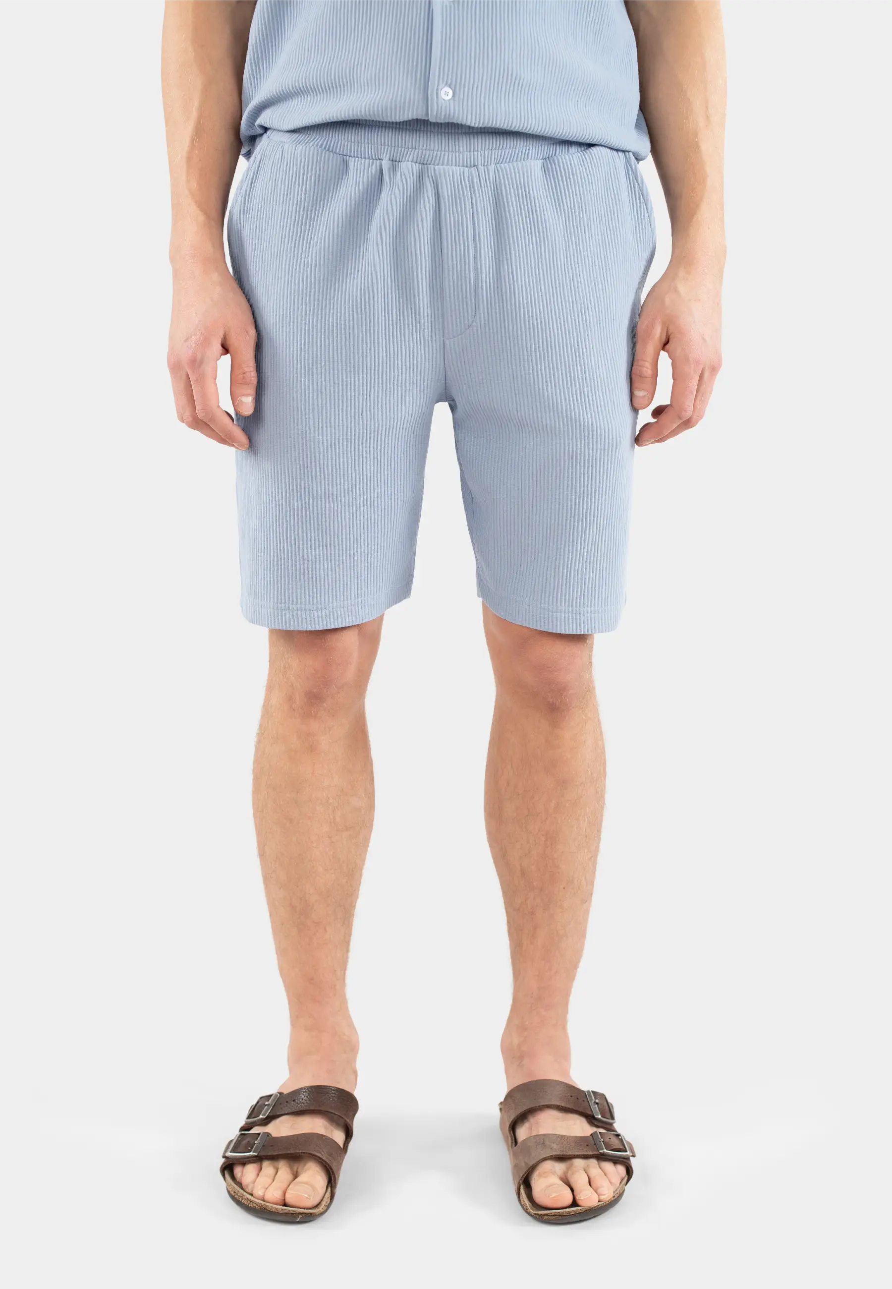 Plisse short set - Light blue