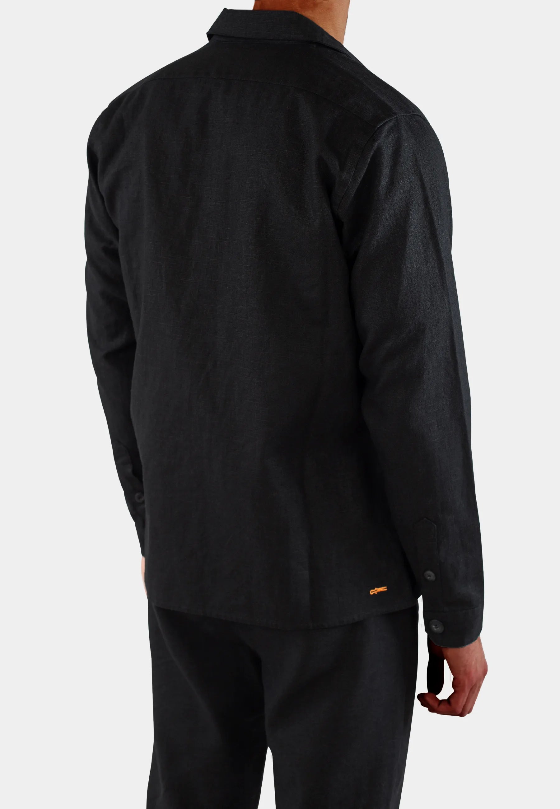 Linen zip short set - Black