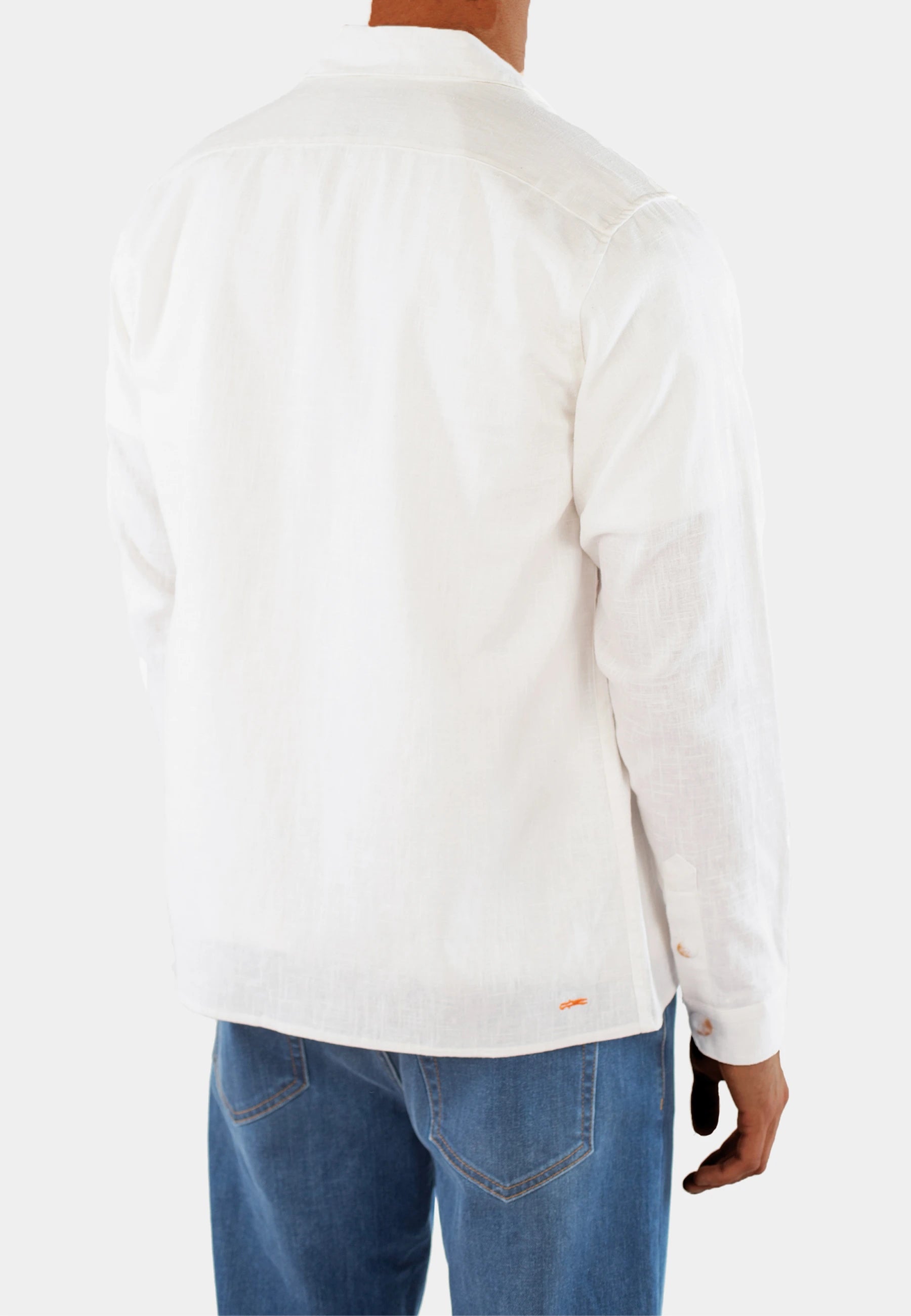Linen zip short set - White