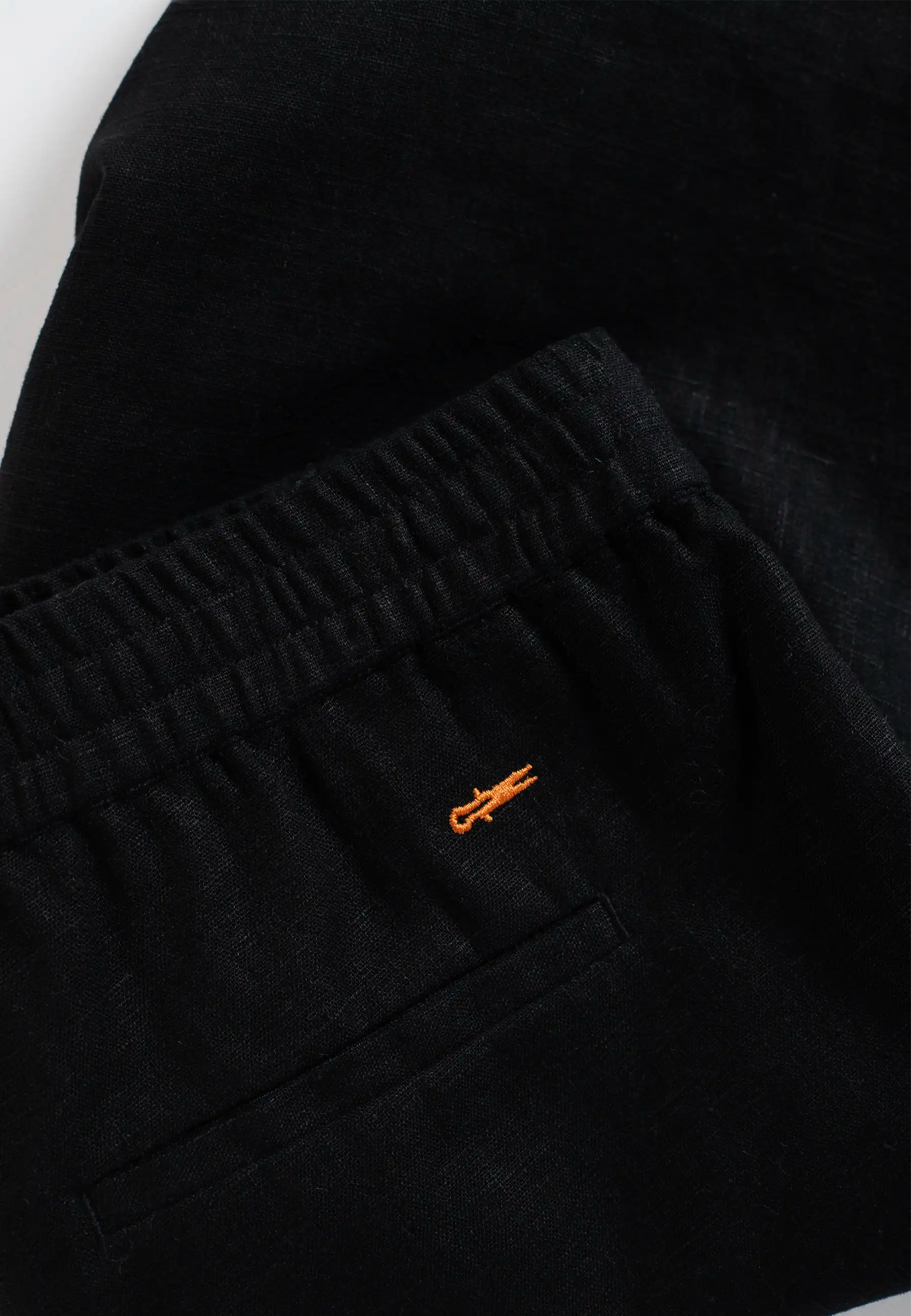 Linen zip short set - Black