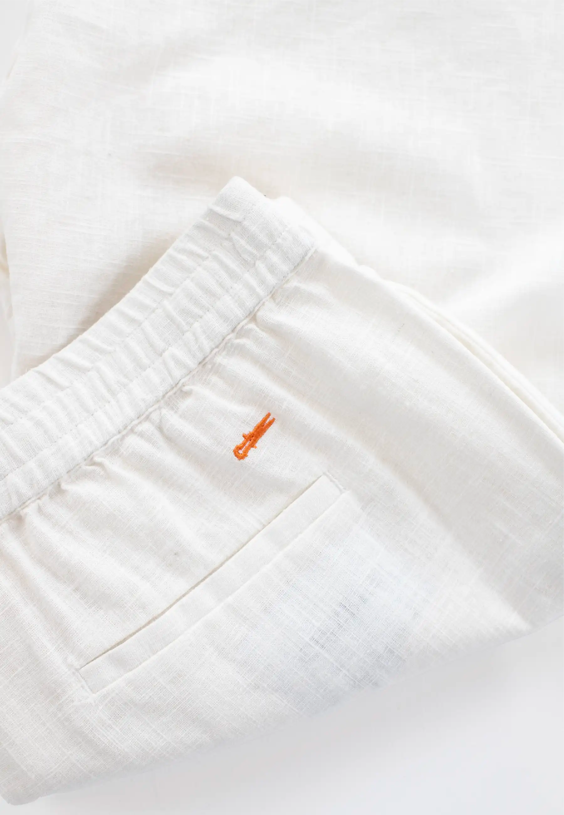 Linen zip short set - White