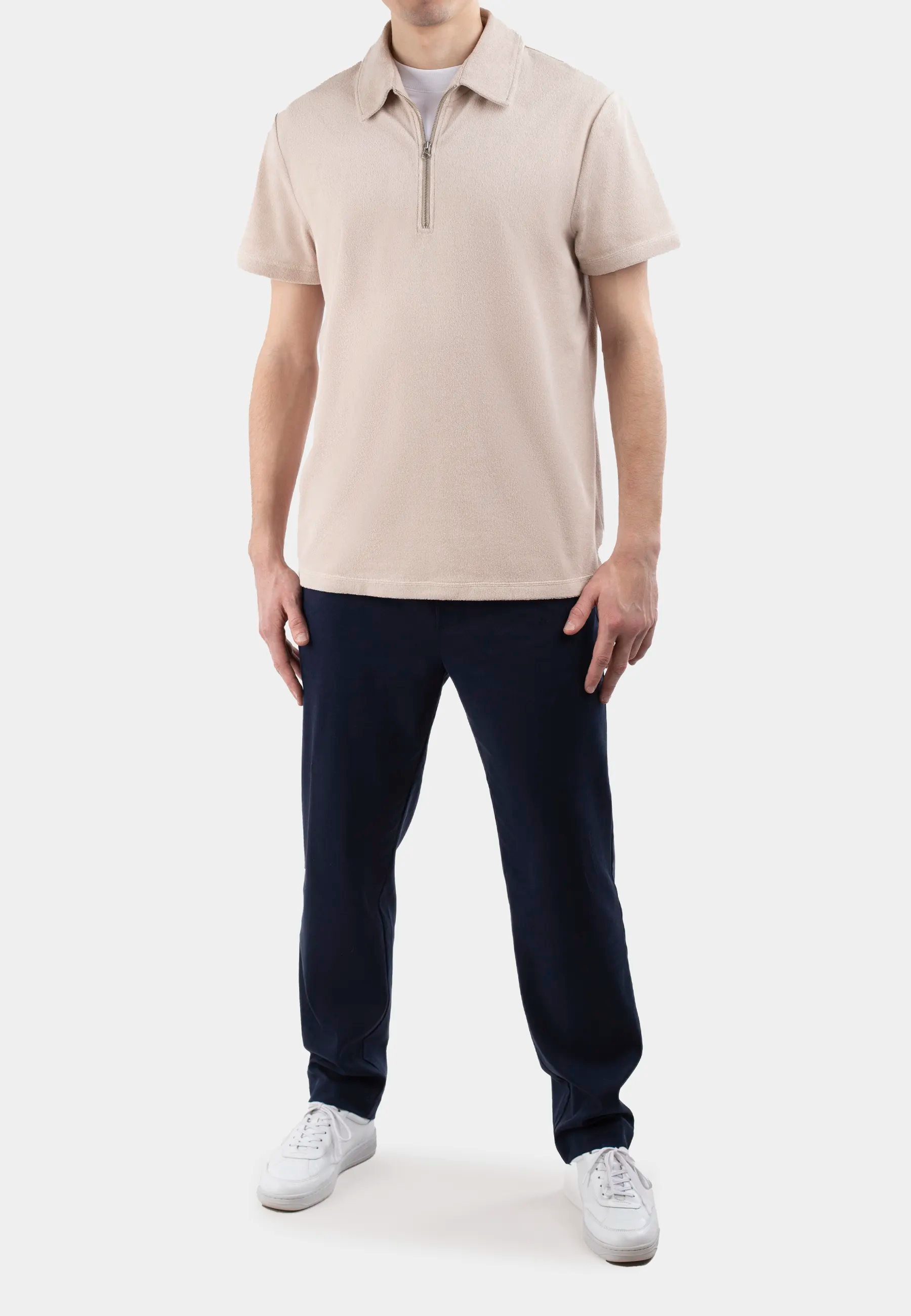 Cay terry half zip skjorta - Beige