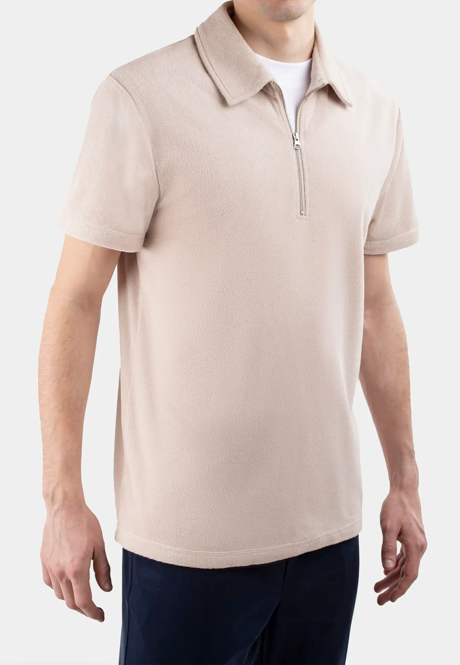 Cay terry half zip skjorta - Beige
