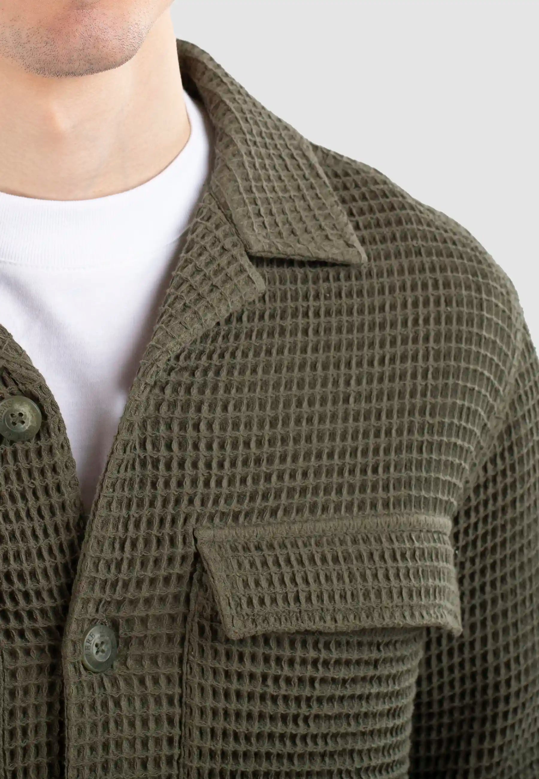 Alden waffle overshirt - Forest Green