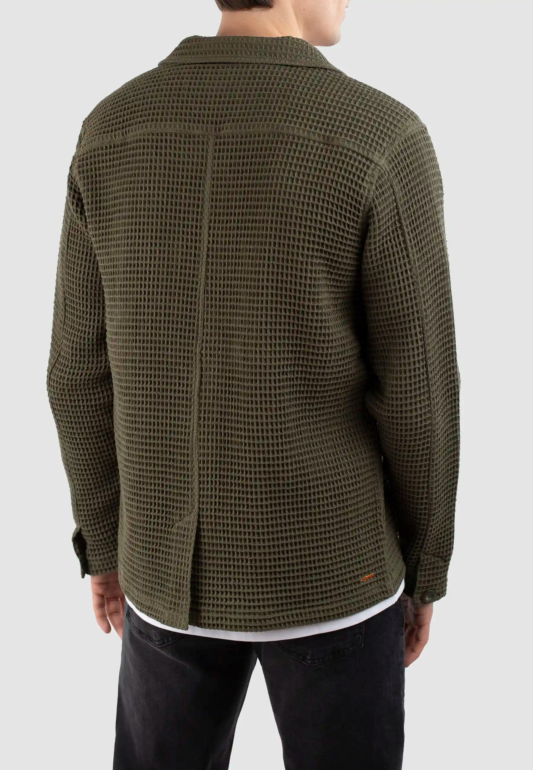 Alden waffle overshirt - Forest Green