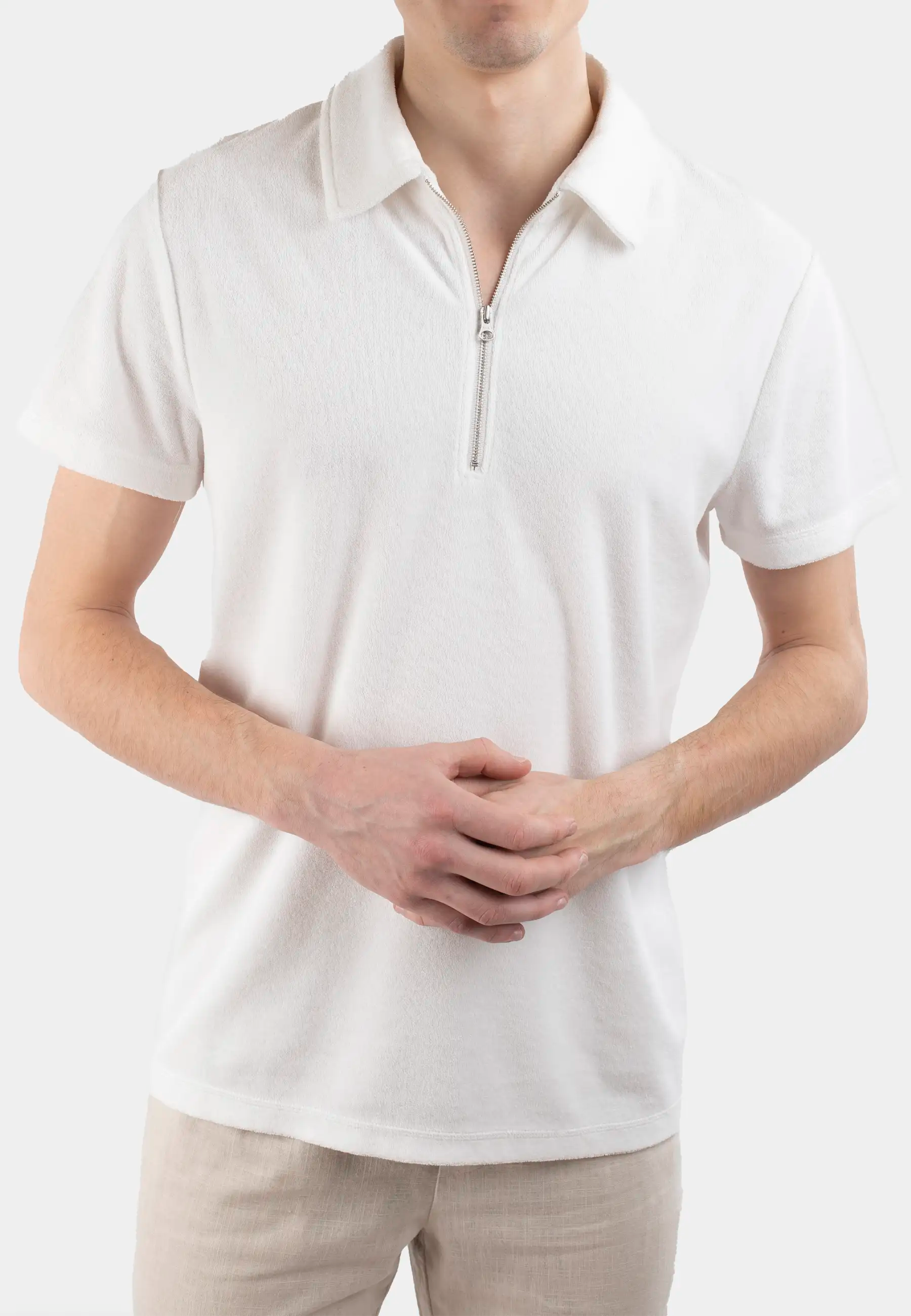Cay terry half zip shirt - Off white
