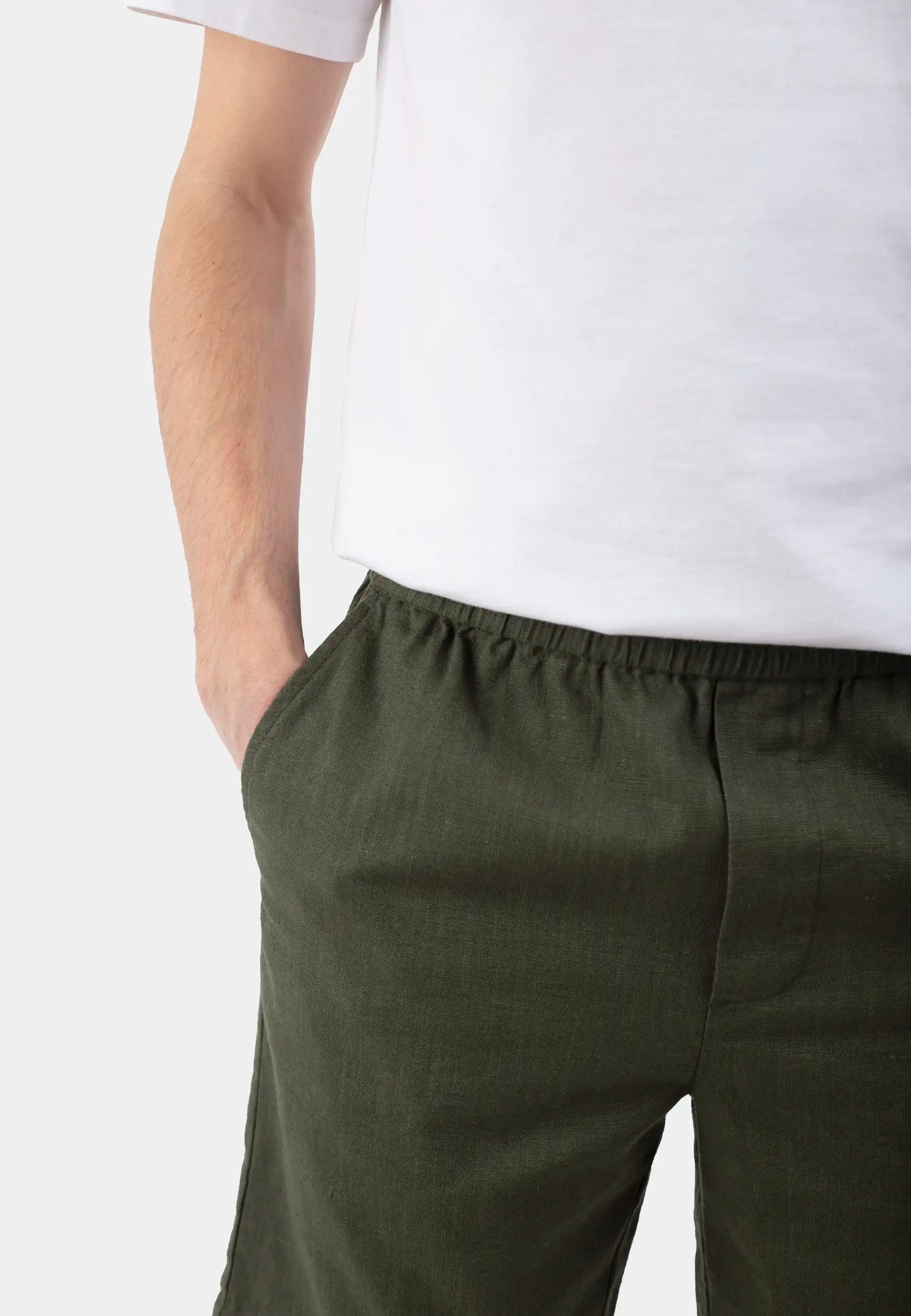 Mian linen shorts - Forest Green