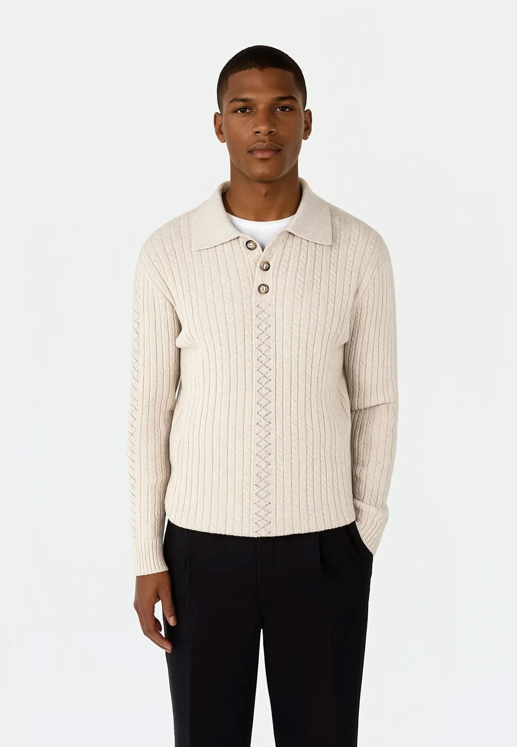 Jules stickad pikétröja - Beige
