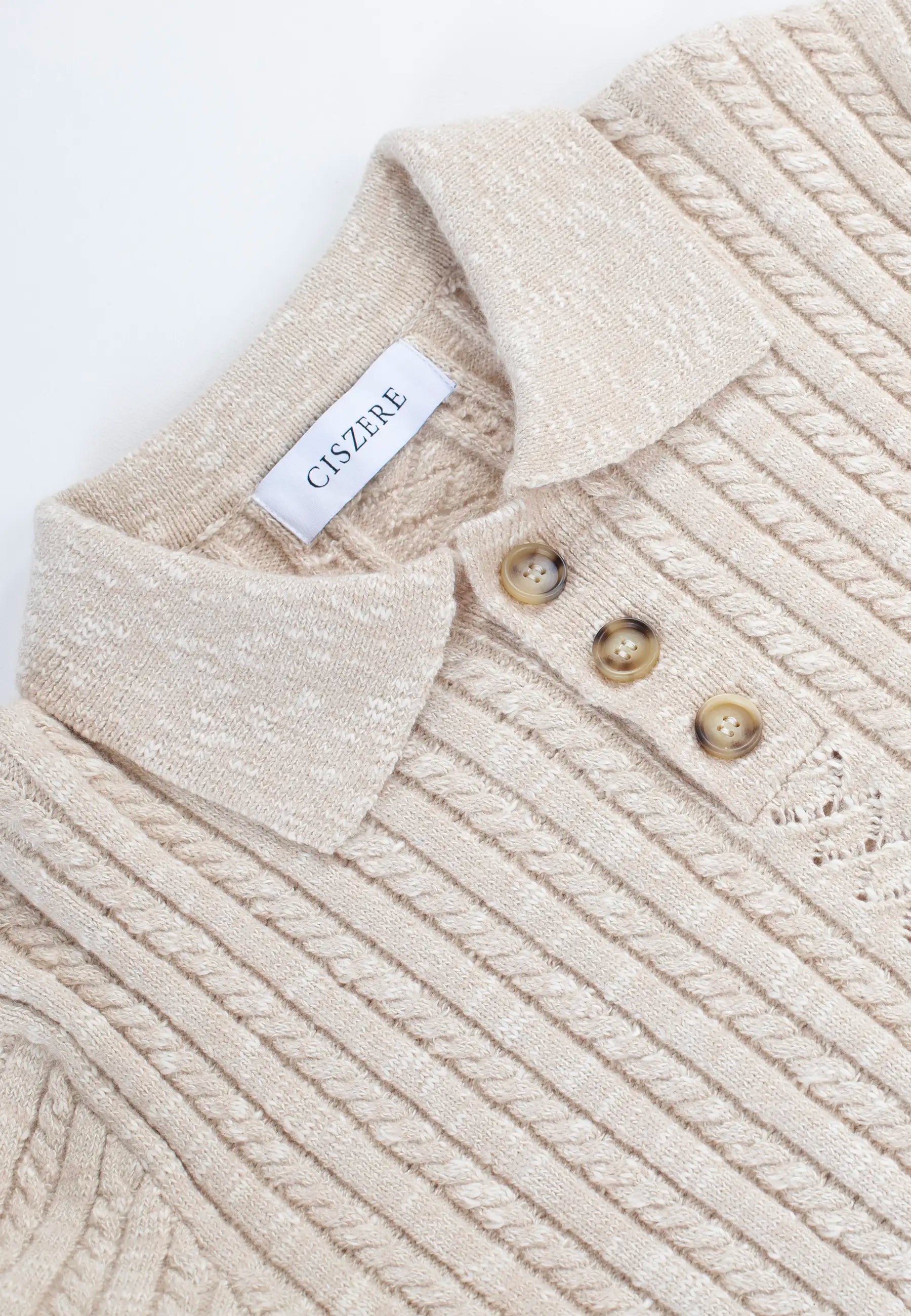 Jules stickad pikétröja - Beige