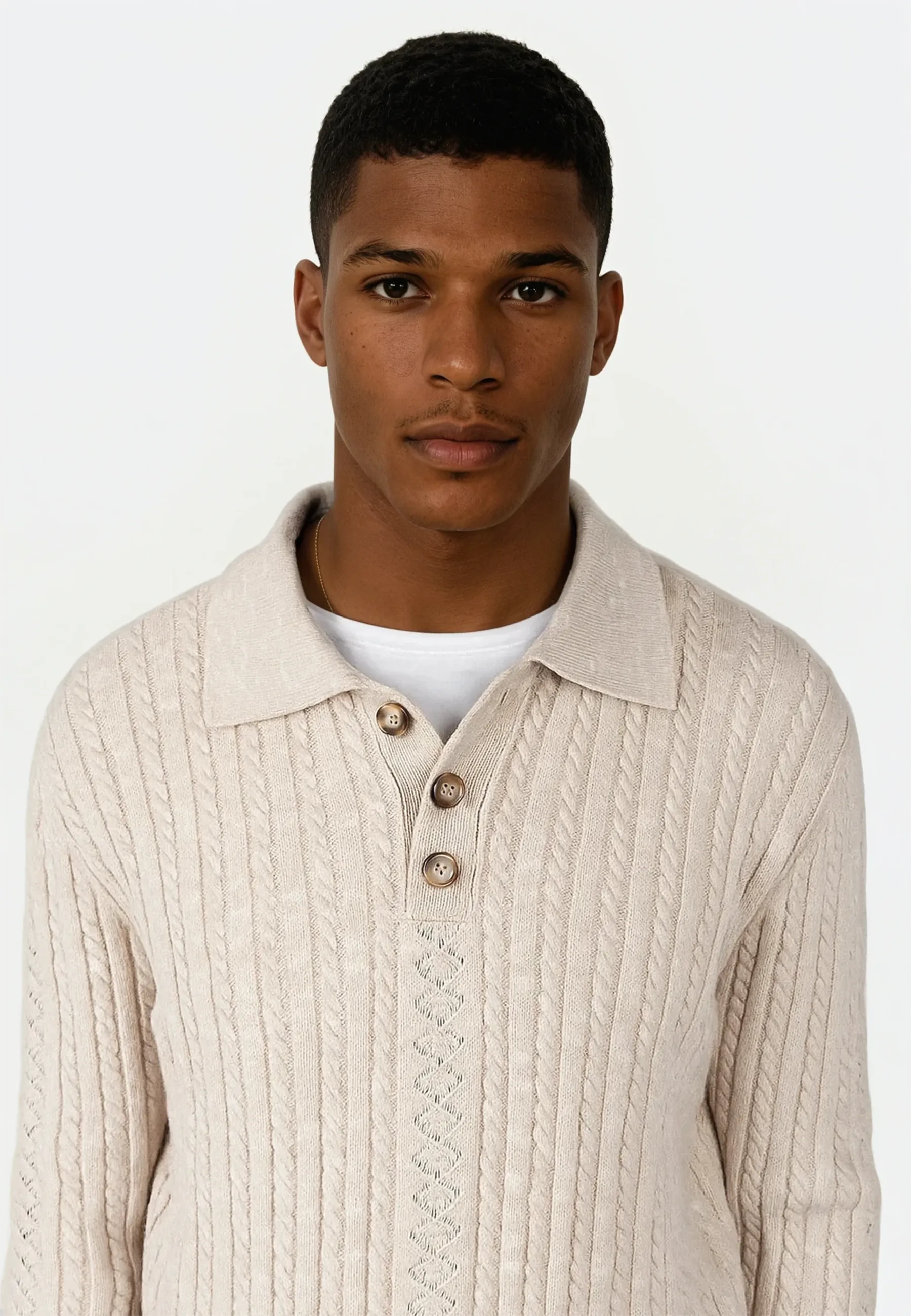 Jules stickad pikétröja - Beige