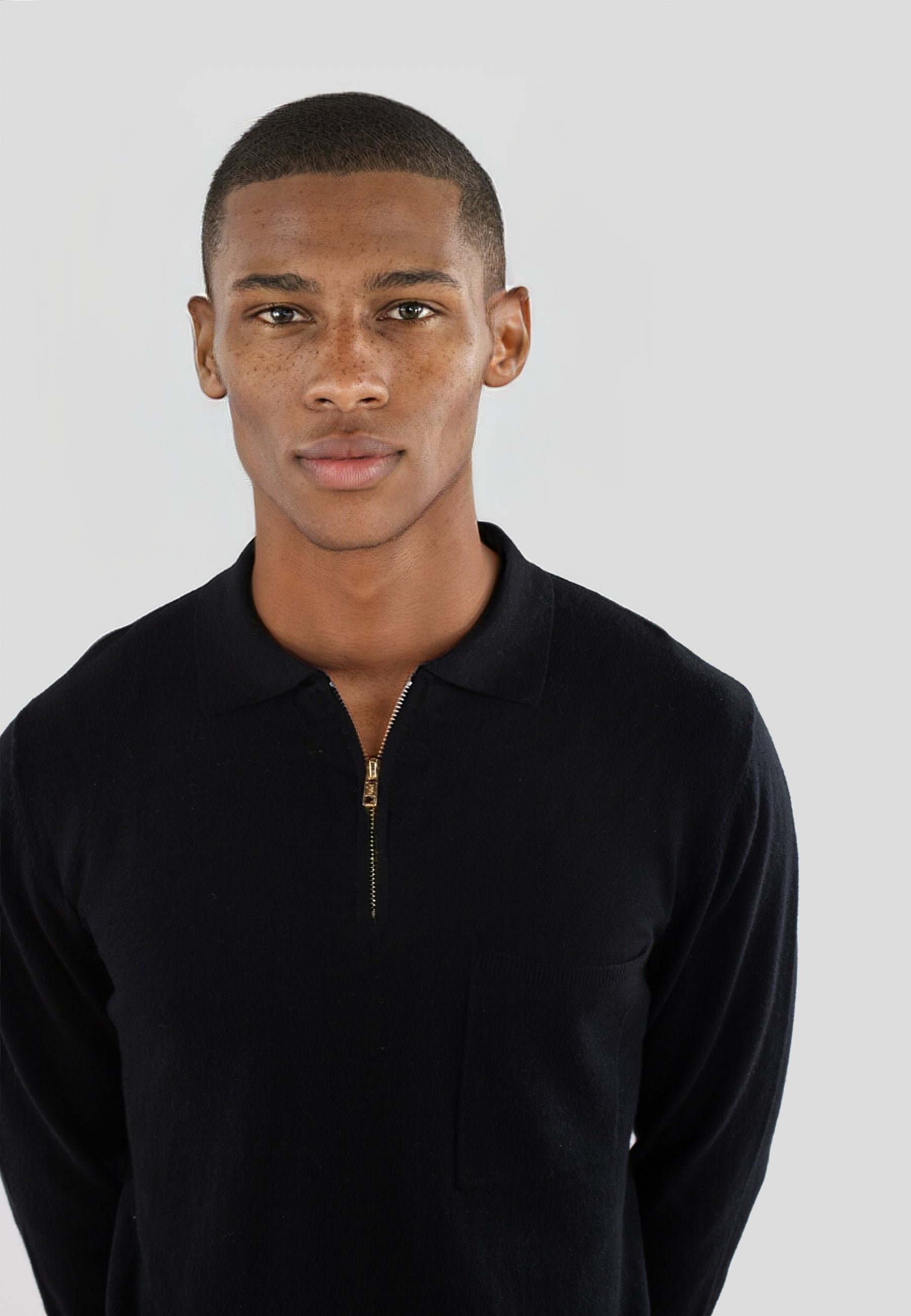 Lennox knitted half zip - Black