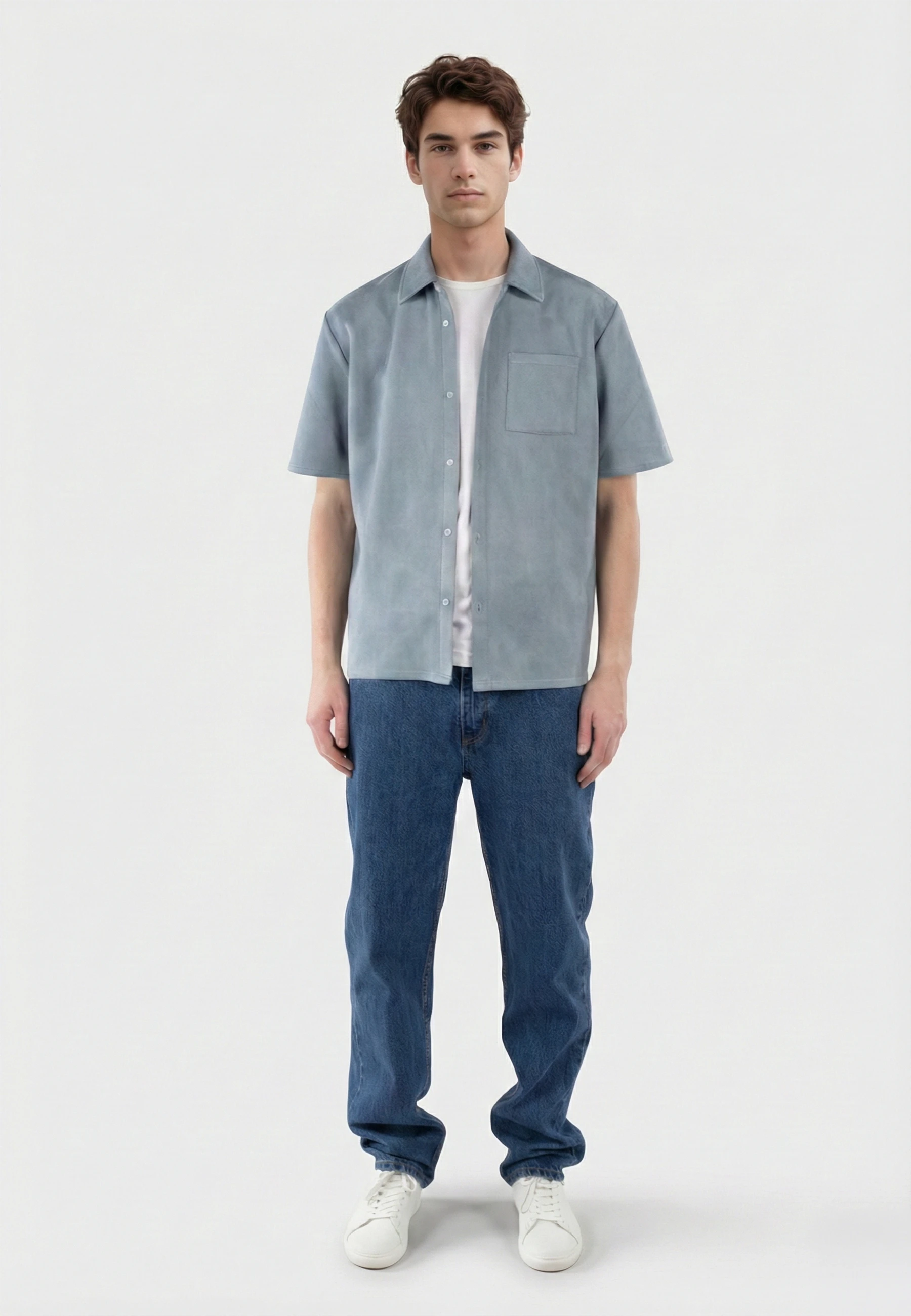 Nathan vegan suede shirt - Blue