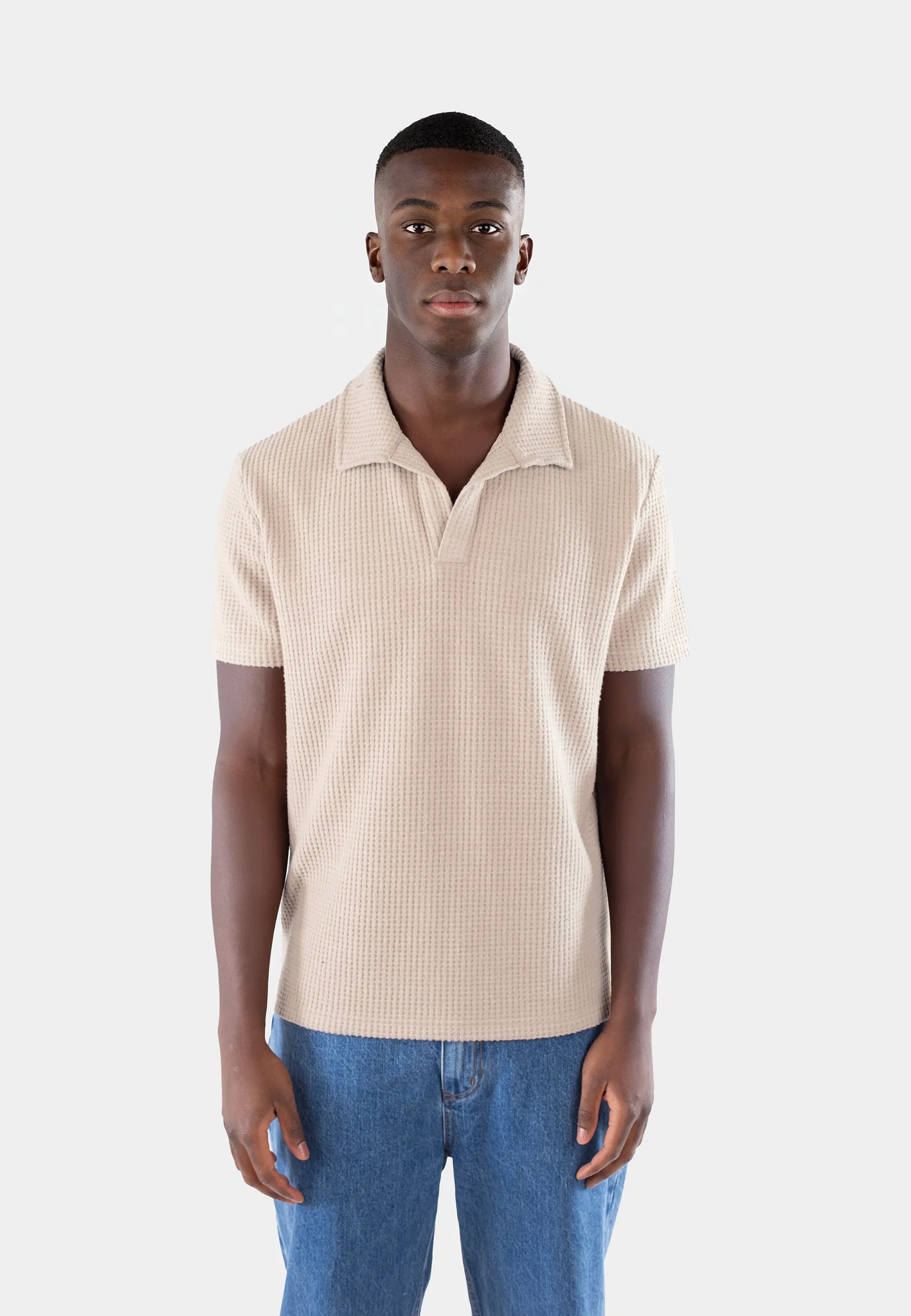 Nelson knitted polo shirt - Cappuccino