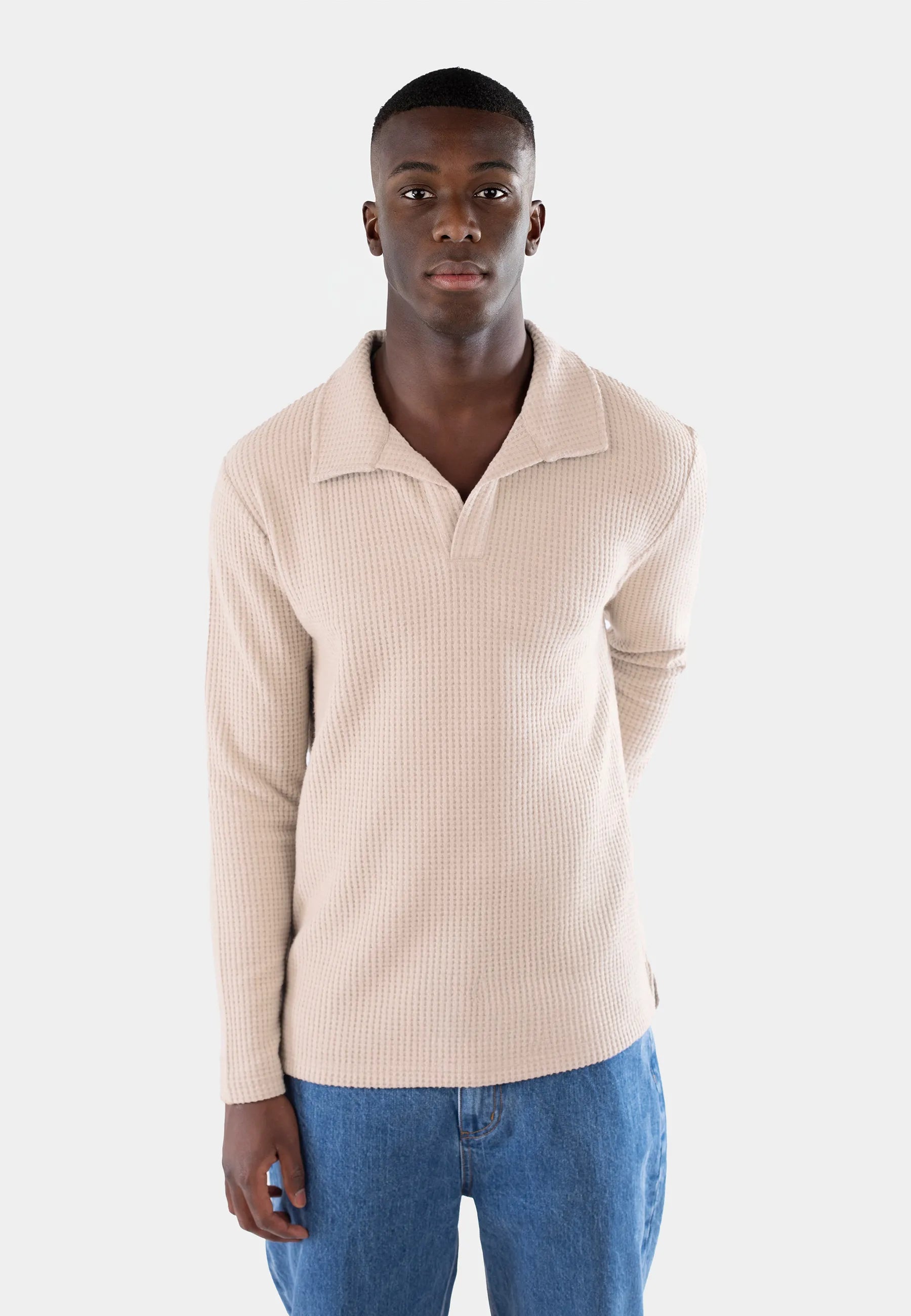 Nelson knitted long sleeve shirt - Cappuccino