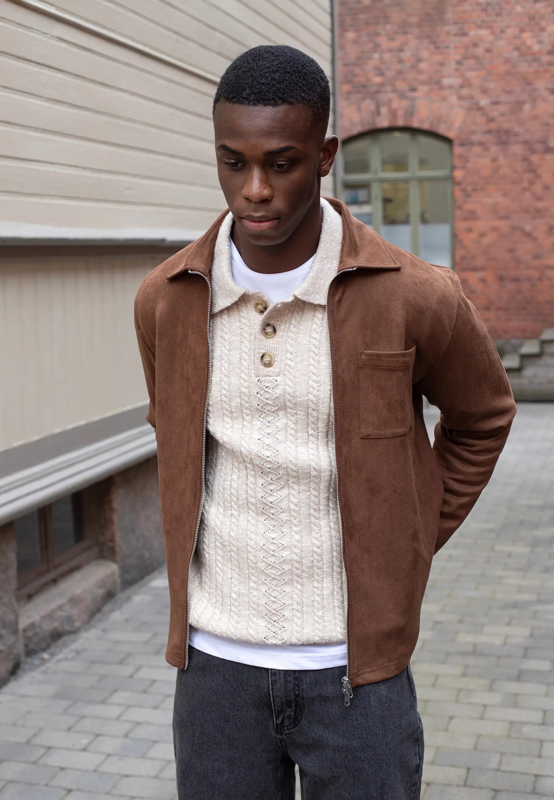 Neo vegan suede overshirt 2.0 - Brown