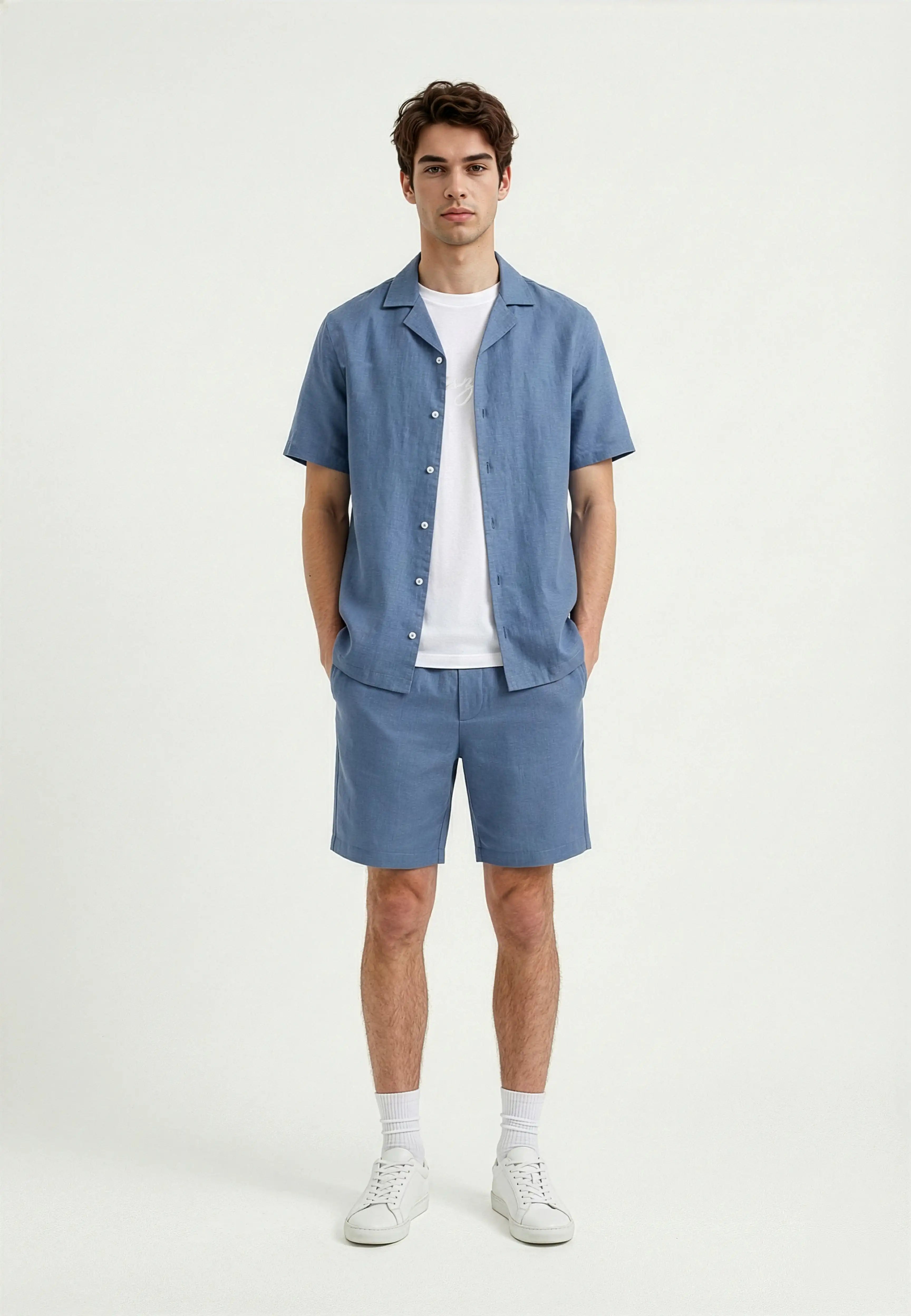 Linen Casual Set - Blue