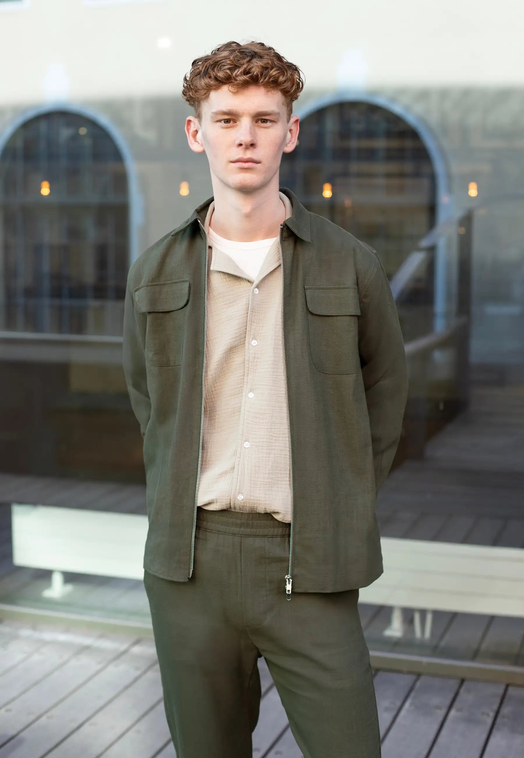 Quincy linen overshirt - Forest green