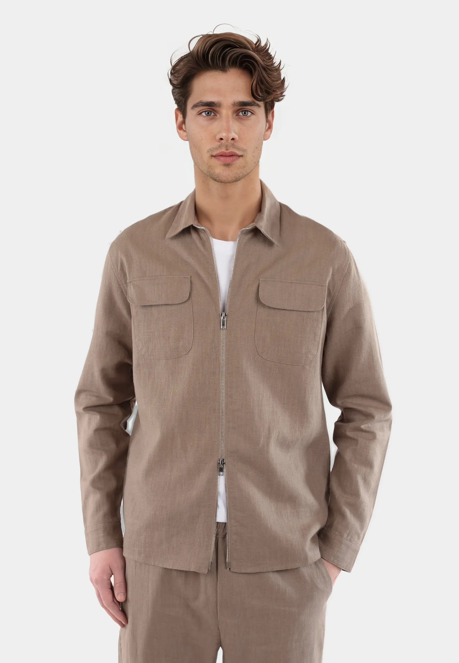Linen zip set - Cappuchino