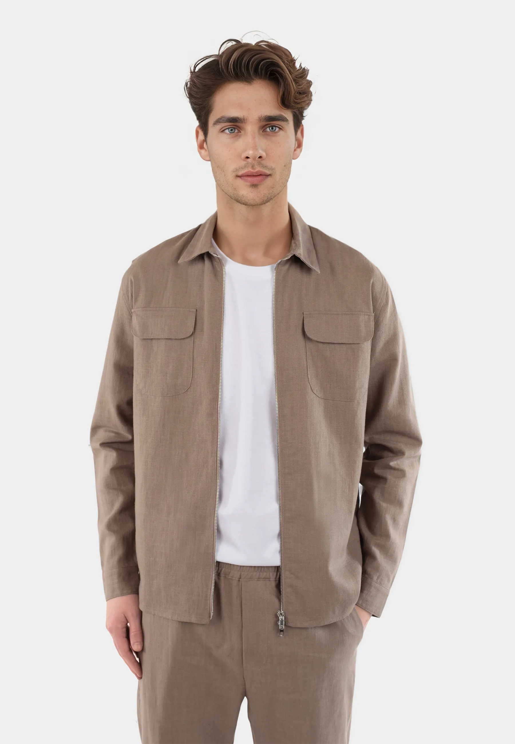 Linen zip set - Cappuchino