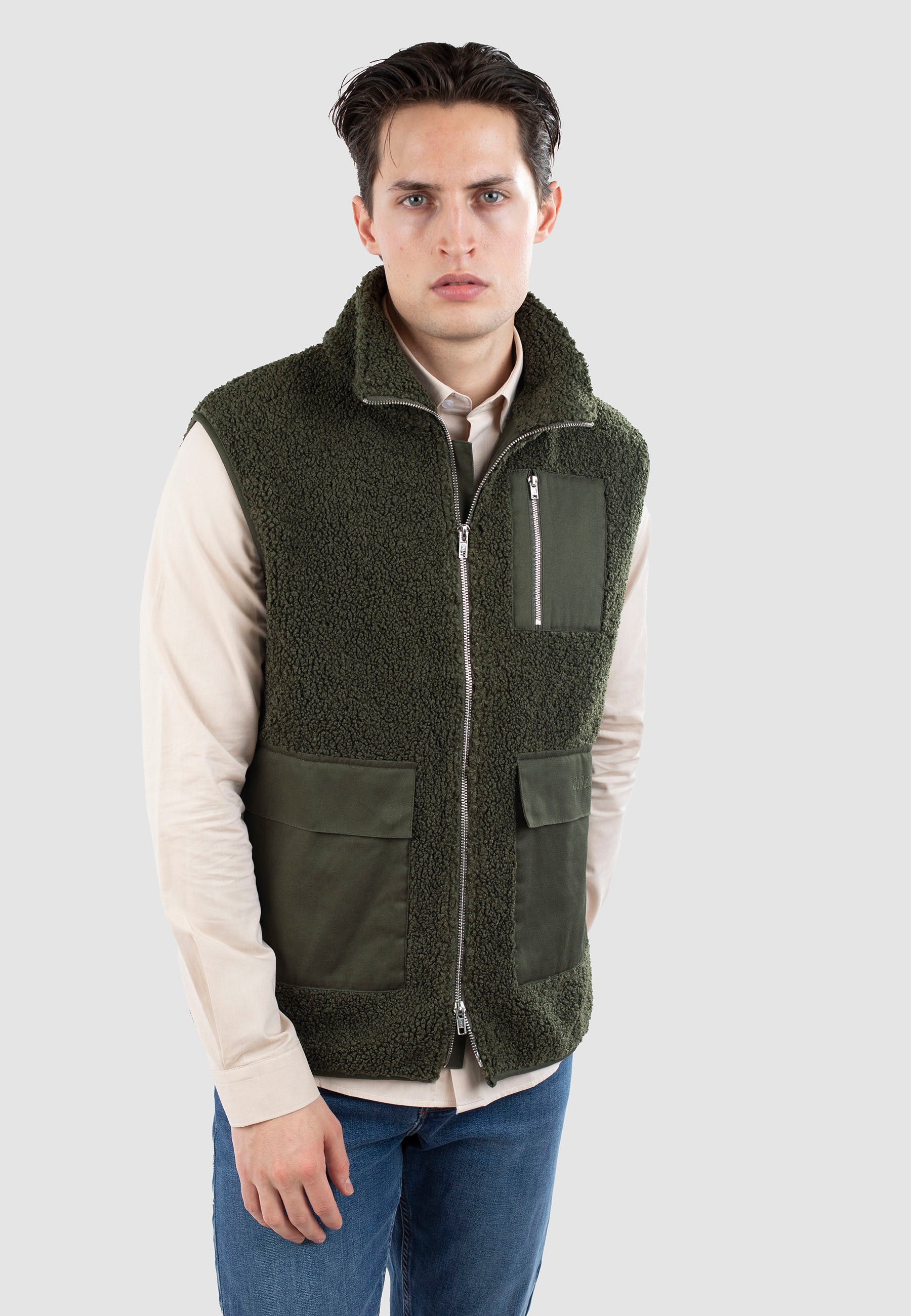 Remy pile vest - Moss green