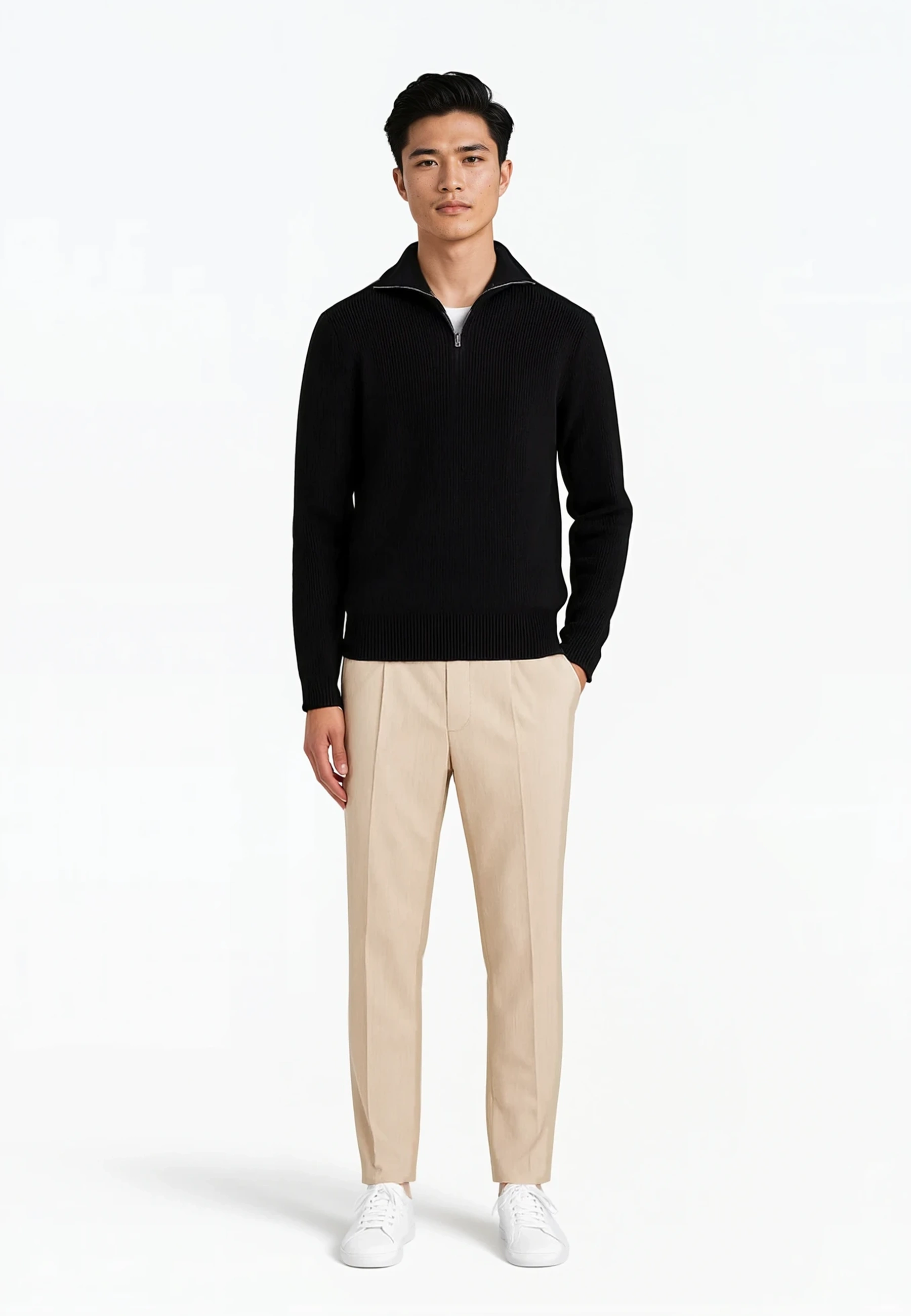 Reuben knitted half zip - Black