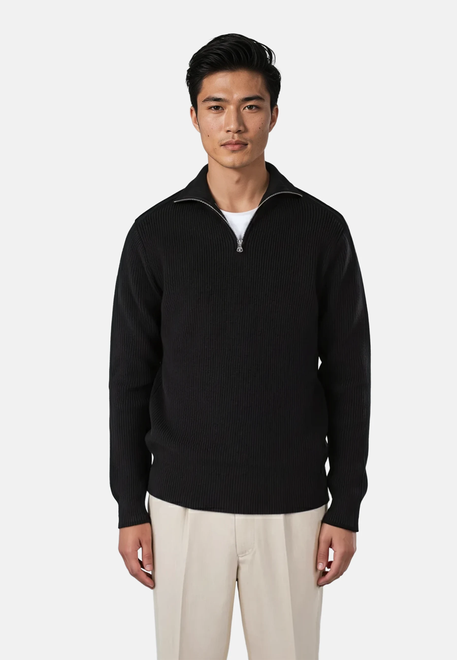 Reuben knitted half zip - Black