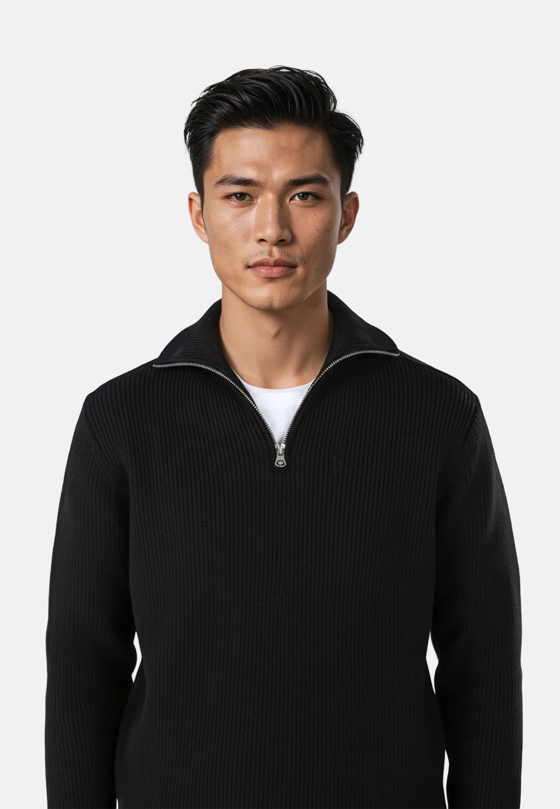 Reuben knitted half zip - Black