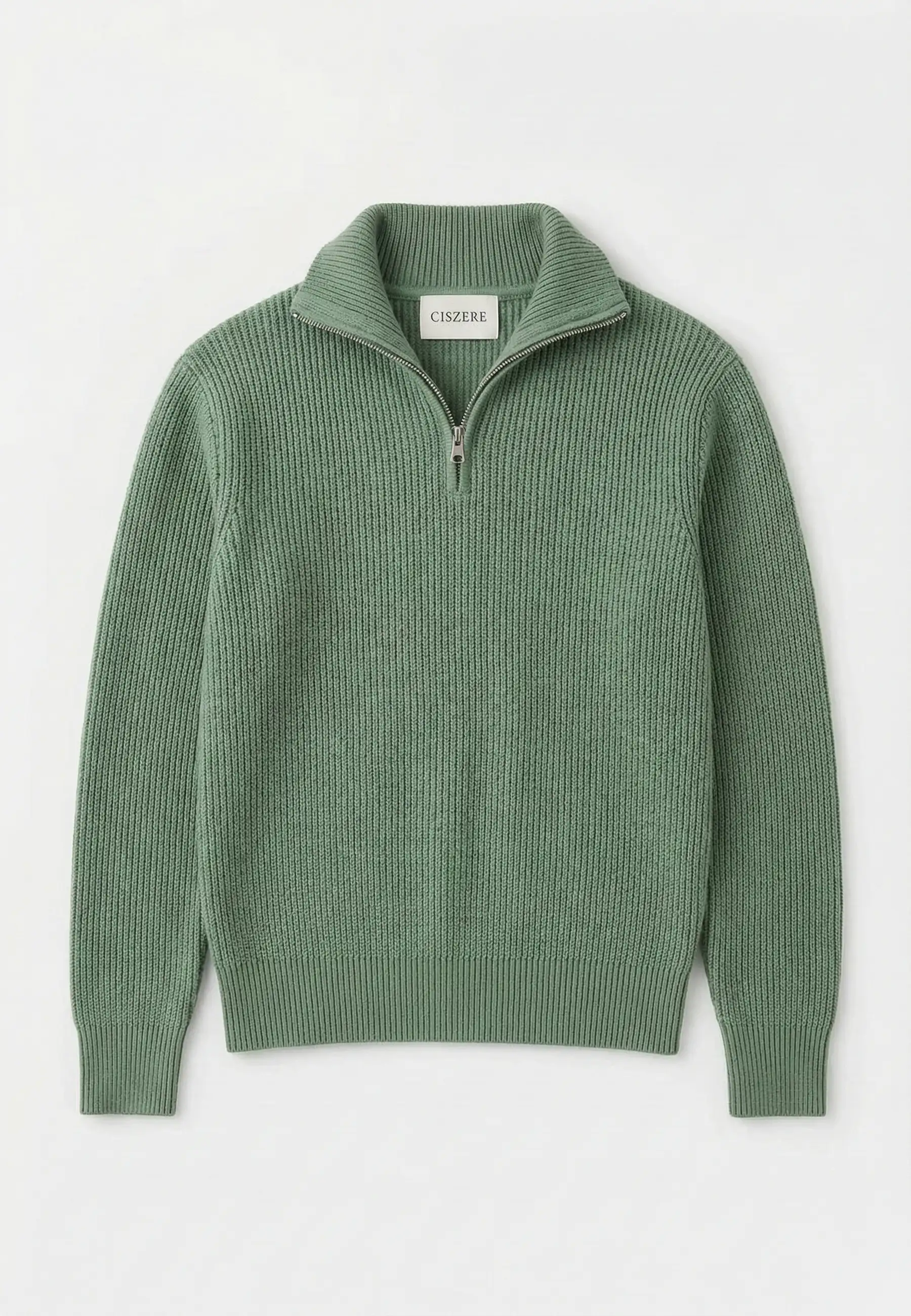 Reuben knitted half zip sweater - Light green