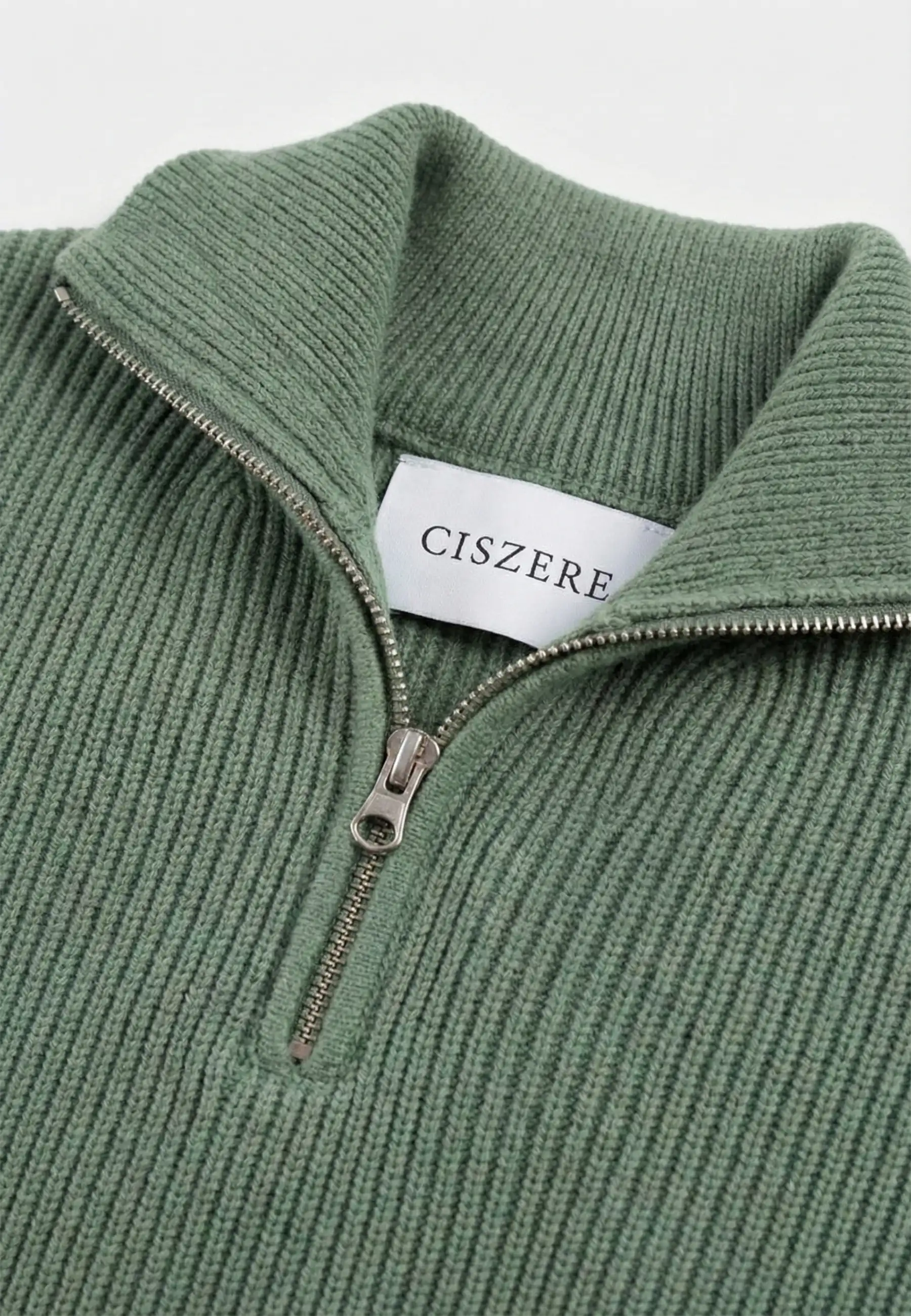 Reuben knitted half zip sweater - Light green