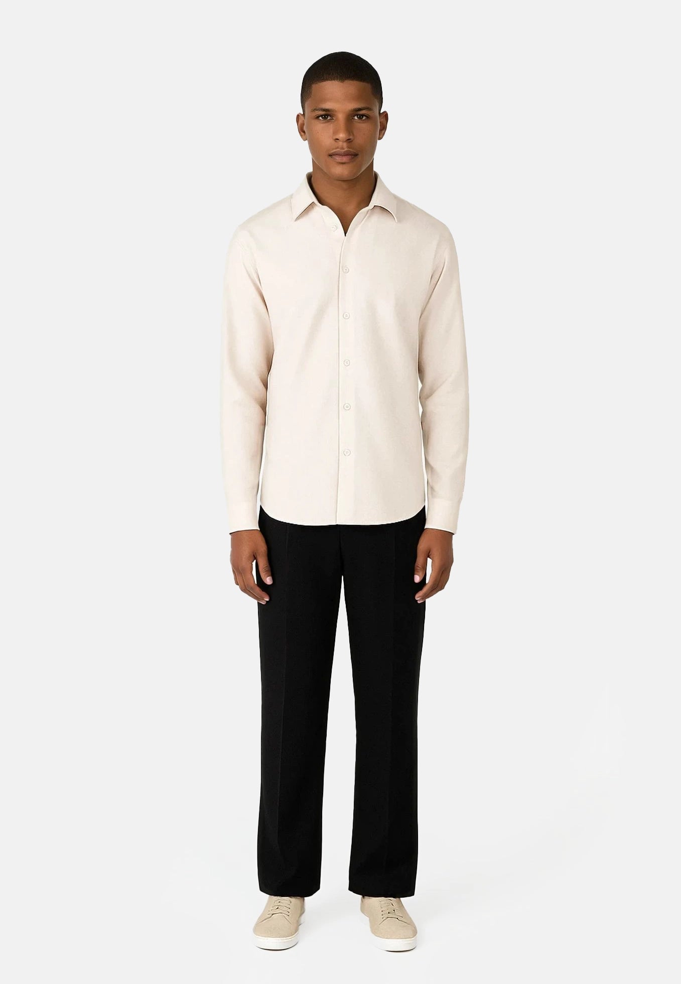 Shift brushed flannel shirt - Beige