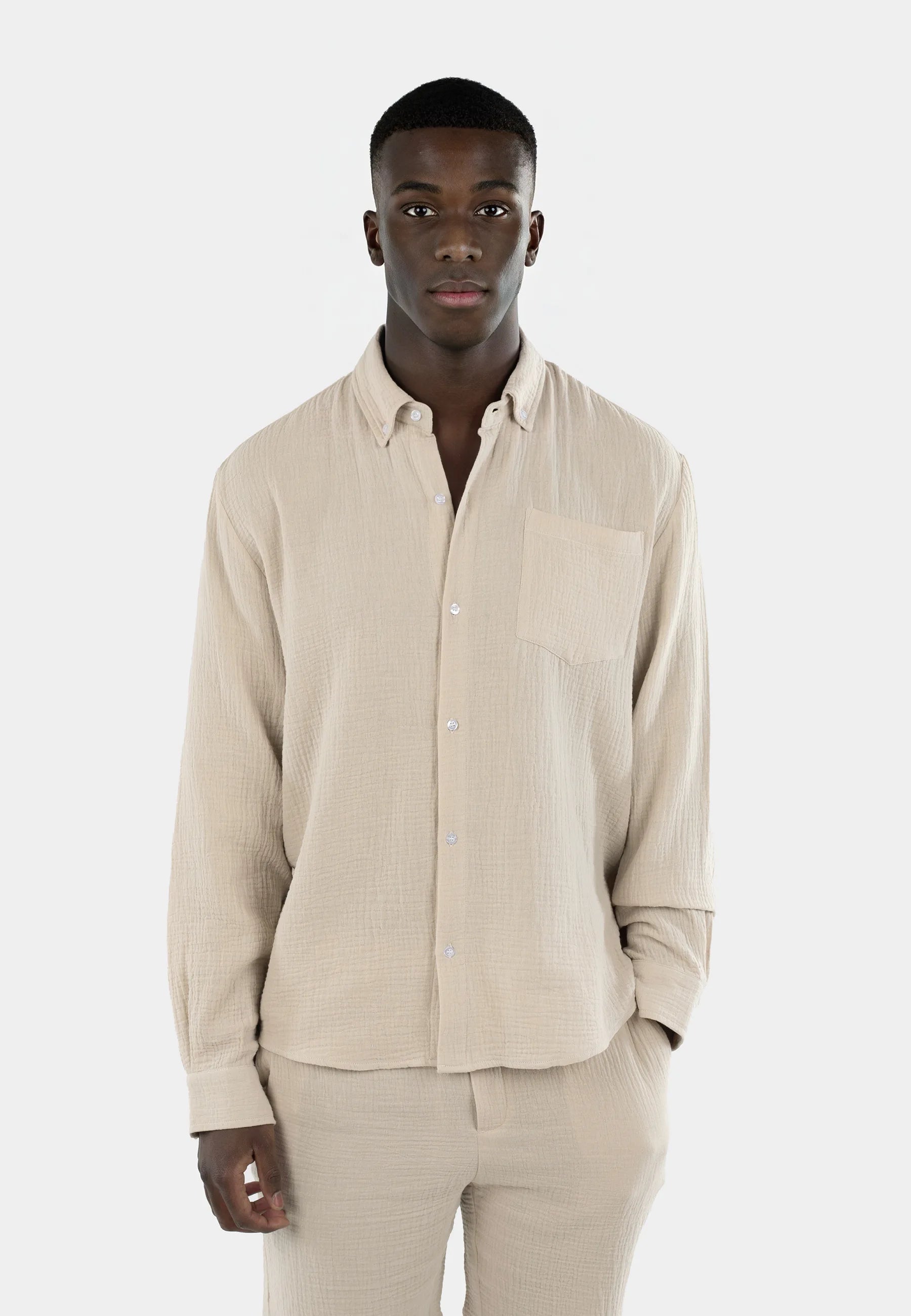 Gauze shirt set - Beige
