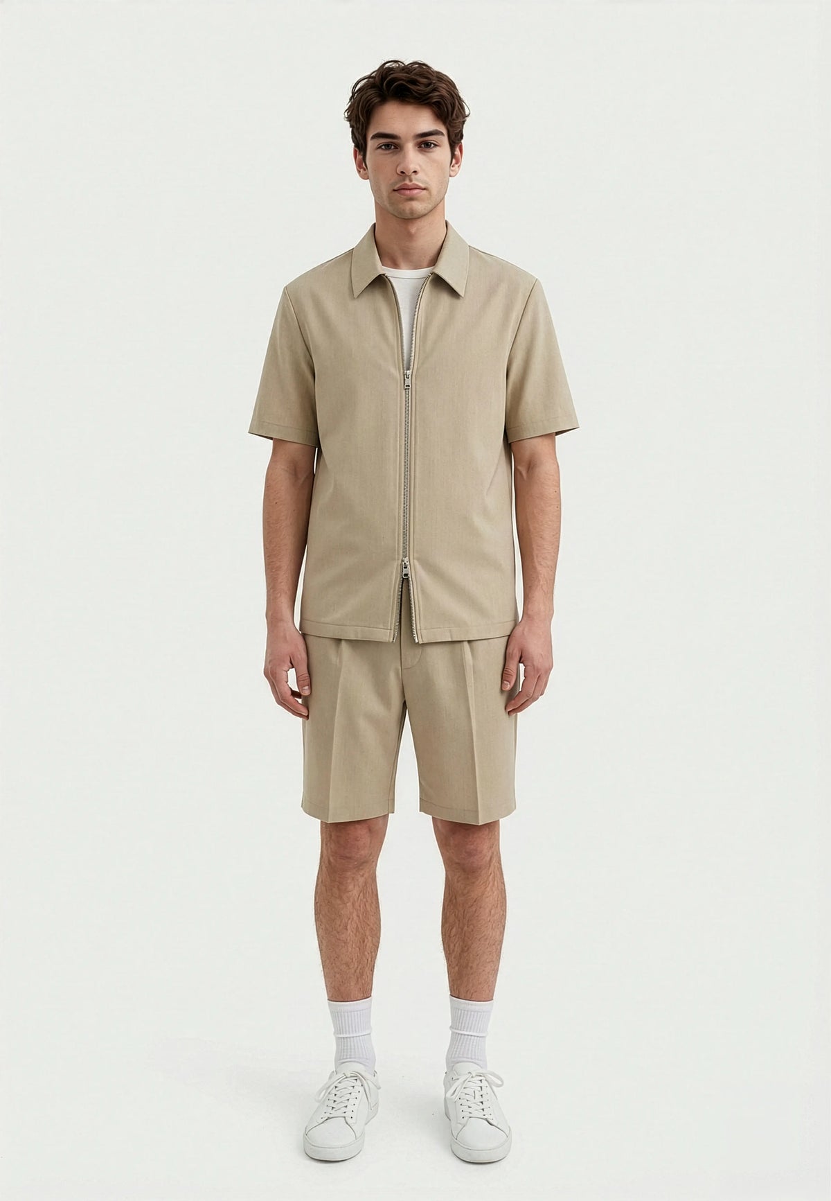 Zip & shorts set - Beige