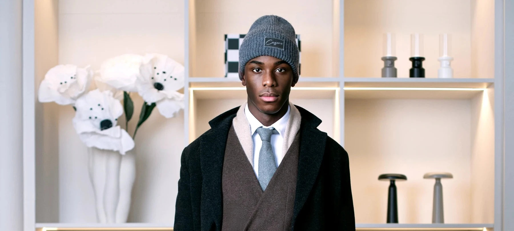 Ciszere AW26 Past Forward - wool coat over brown suiting