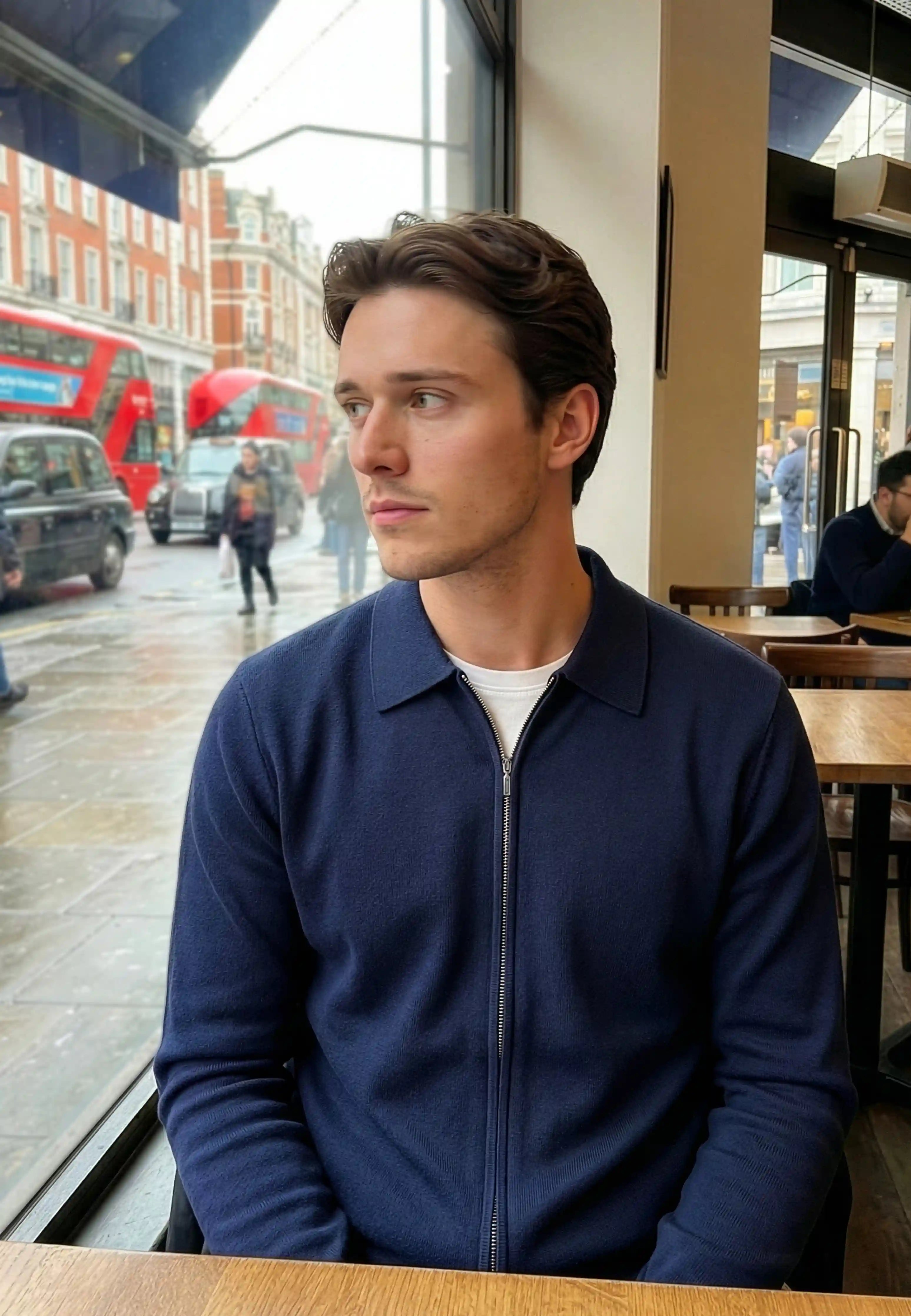 Colby knitted full zip - Blue