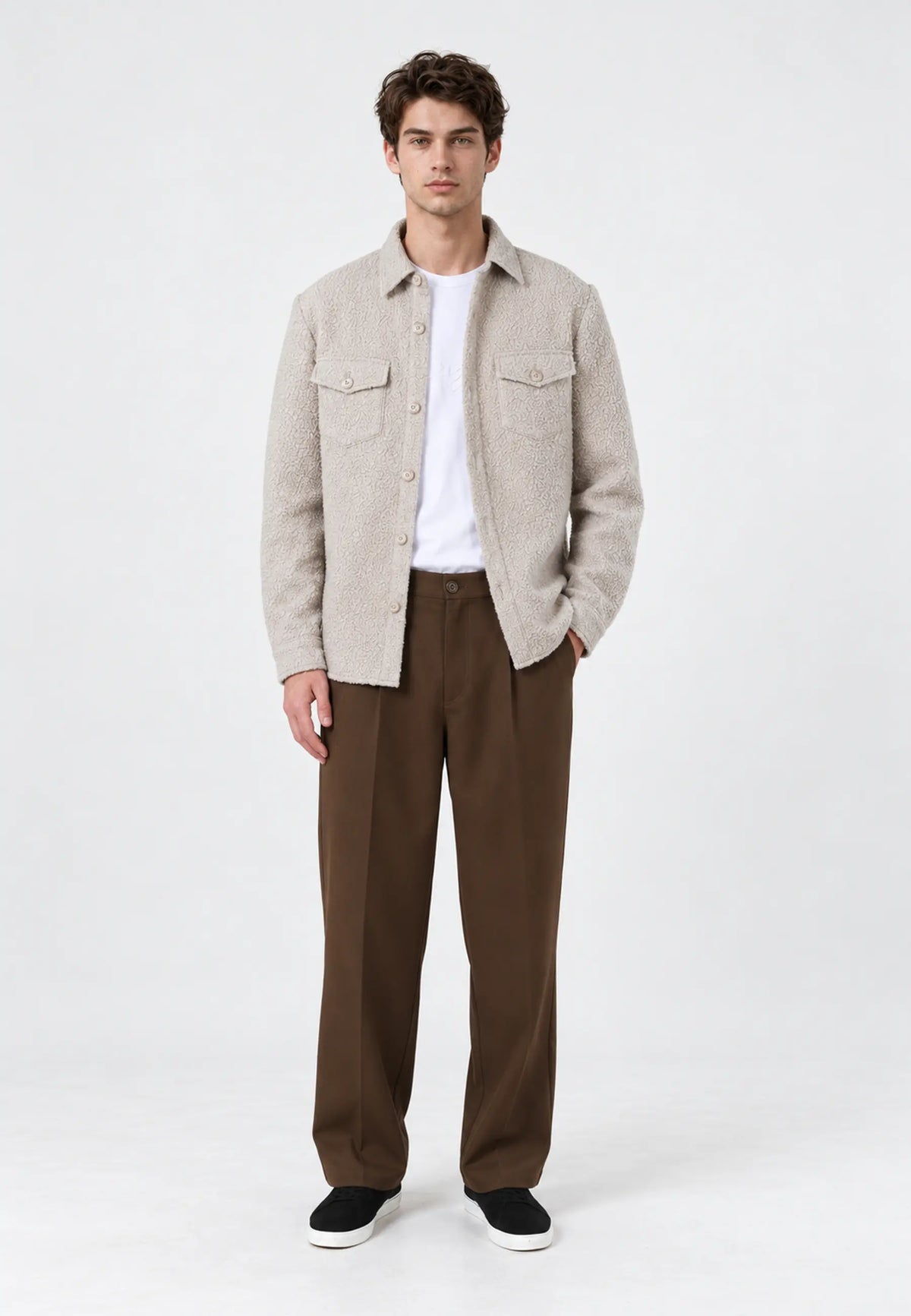 Dani Boucle overshirt - Beige, on model