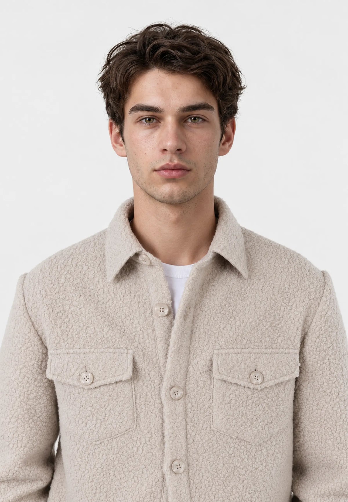 Dani Boucle overshirt - Beige, on model
