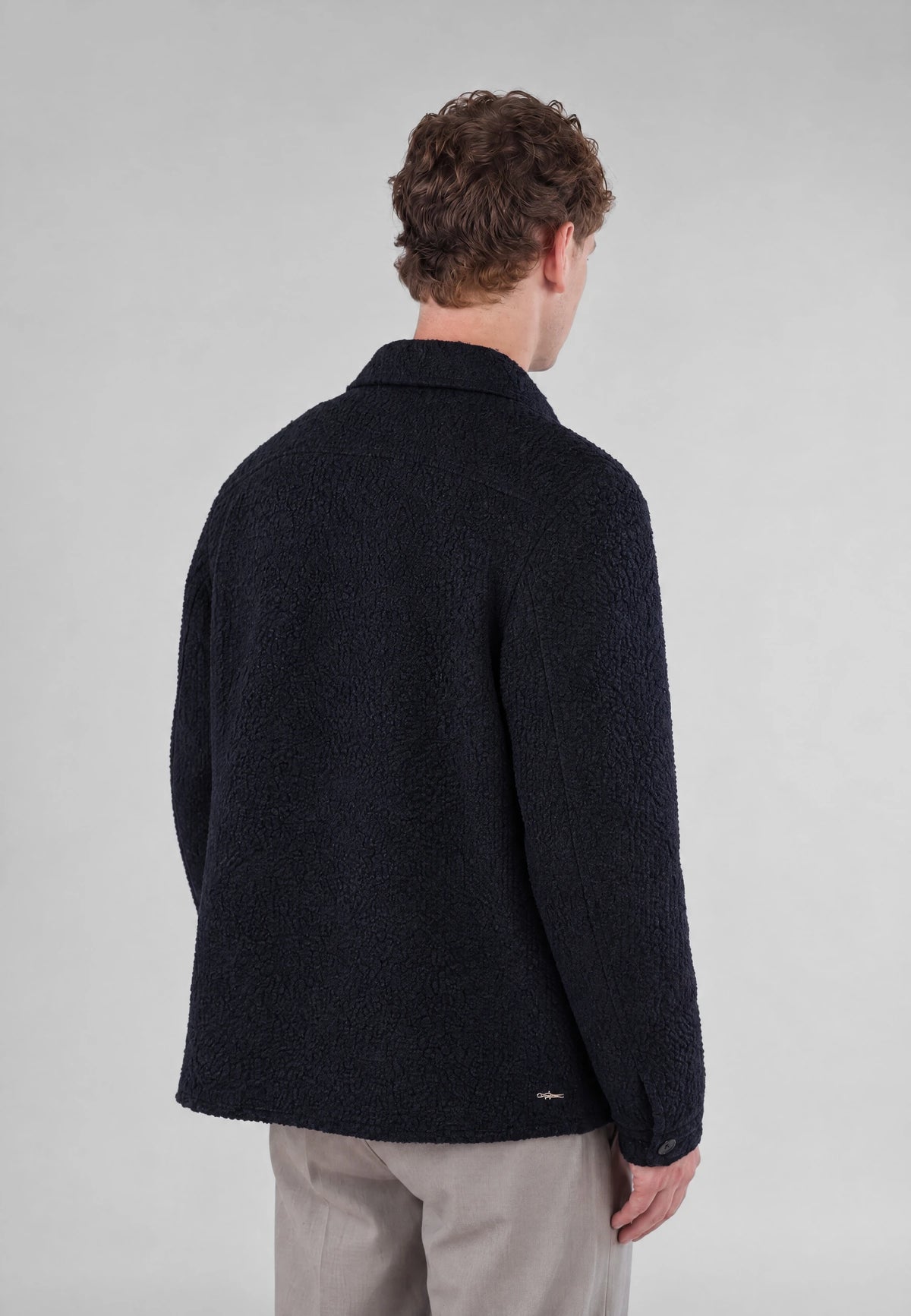 Dani Boucle overshirt - Navy, back view on model