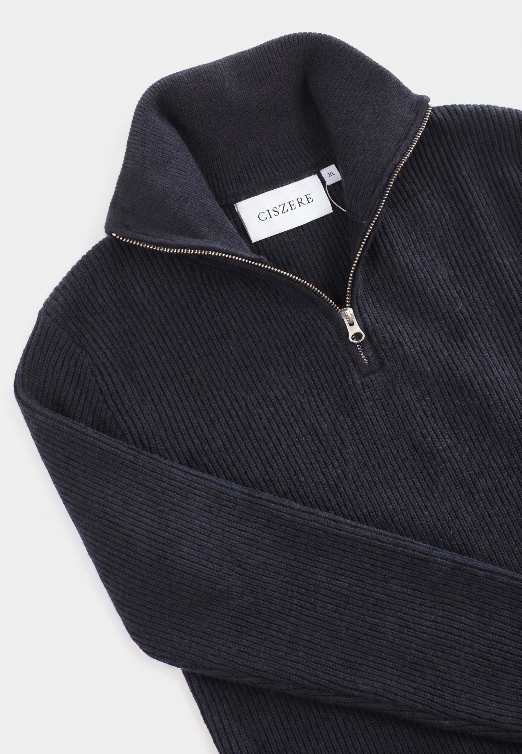 Reuben knitted half zip - Midnight ocean blue