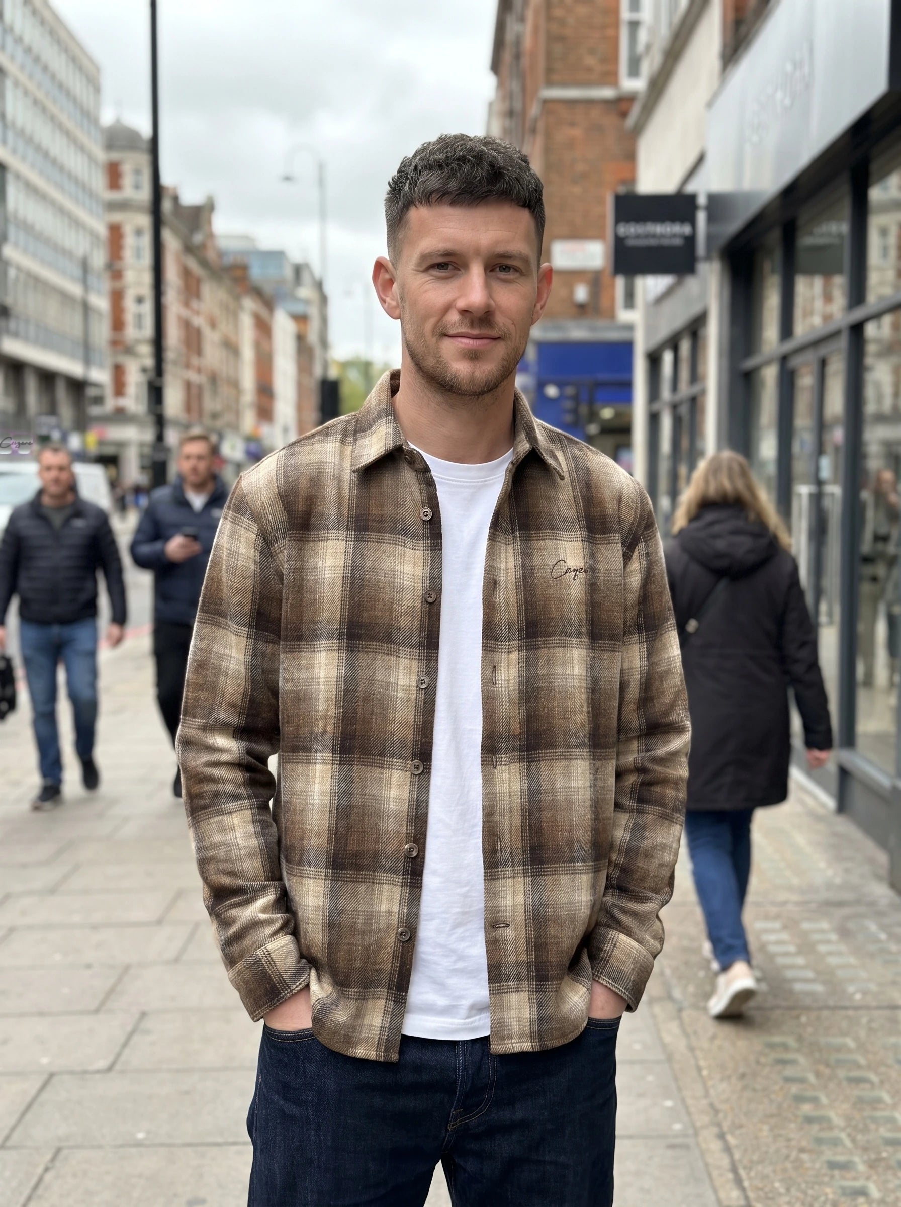 Leon checked overshirt - Brown checked