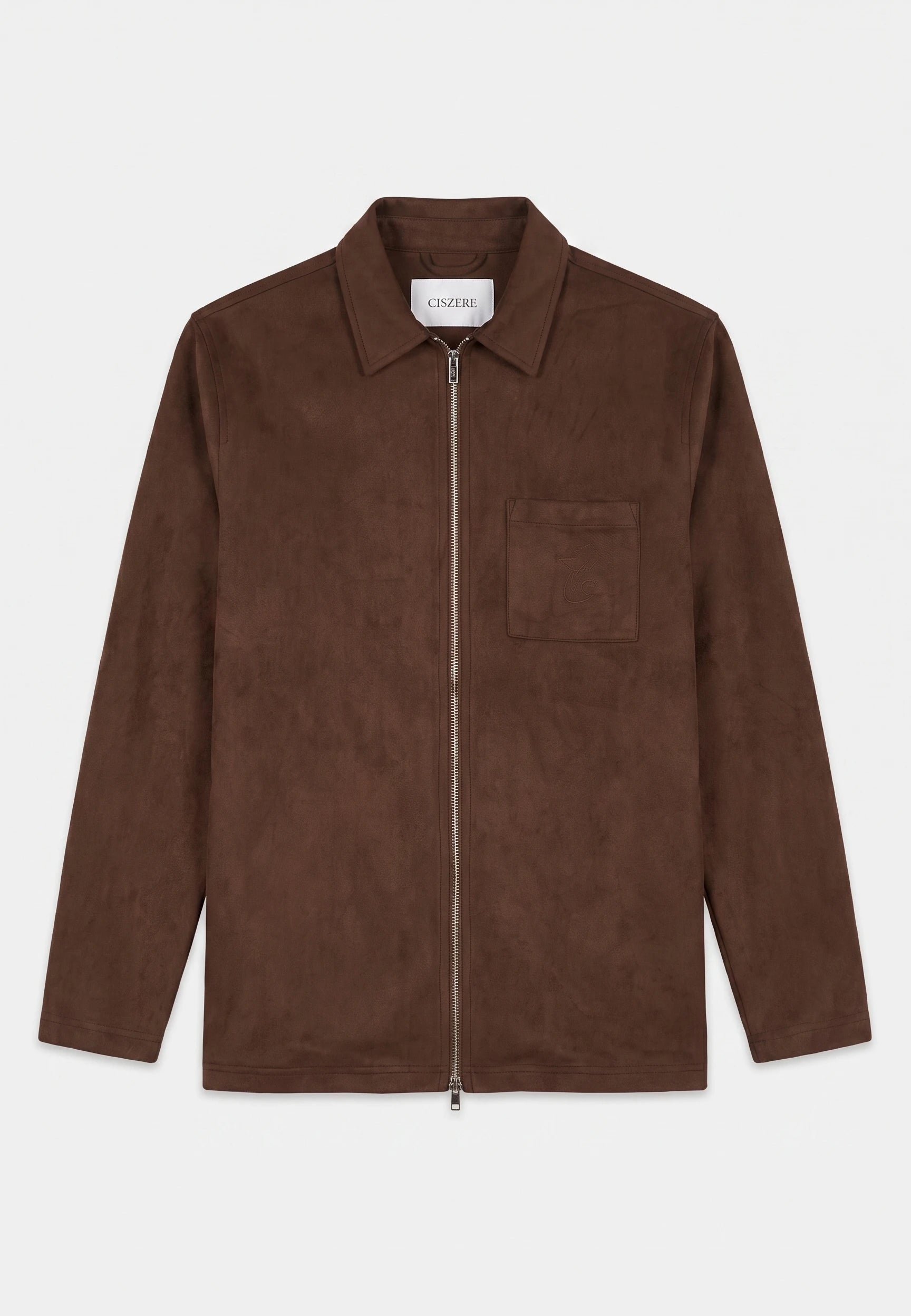 Neo vegan suede overshirt 2.0 - Dark coffee brown, flat lay